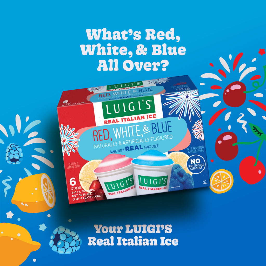 Luigi's Red White & Blue Real Italian Ice 6 Count 36 Fl Oz