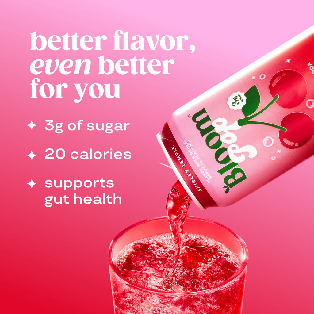 Bloom Nutrition Pop Shirley Temple Prebiotic Soda Cans 12 Fl Oz 4 Pack