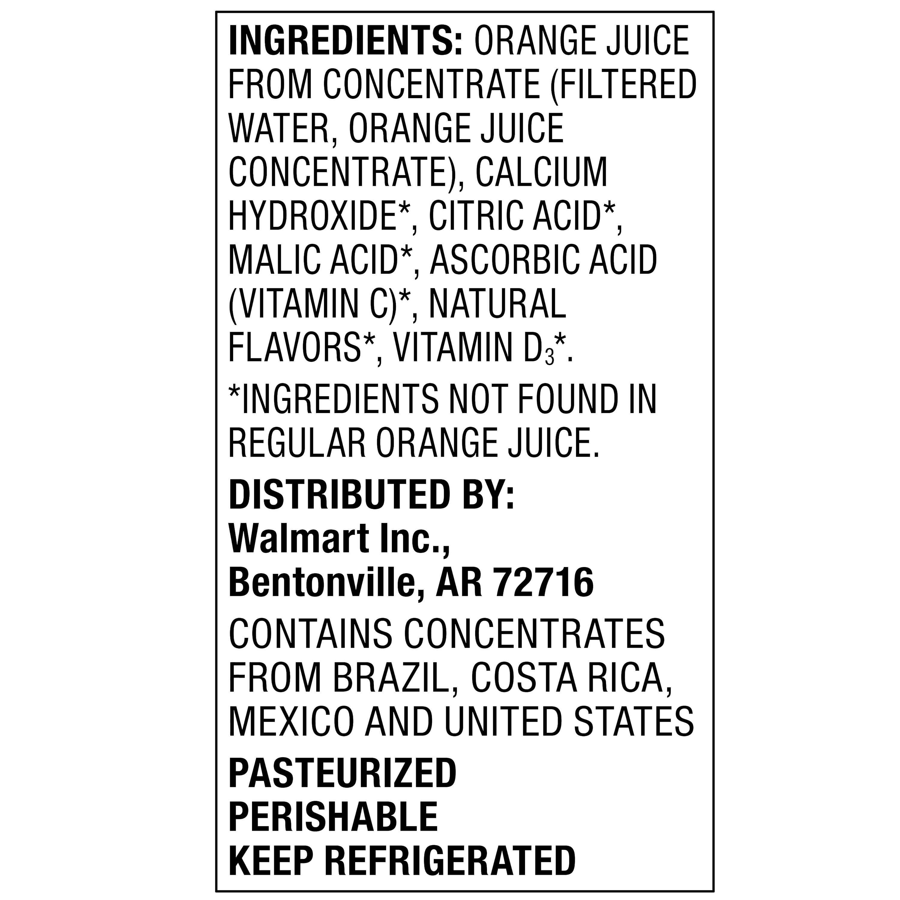 Great Value 100% Orange Juice From Concentrate No Pulp Calcium & Vitamin D 64 fl oz
