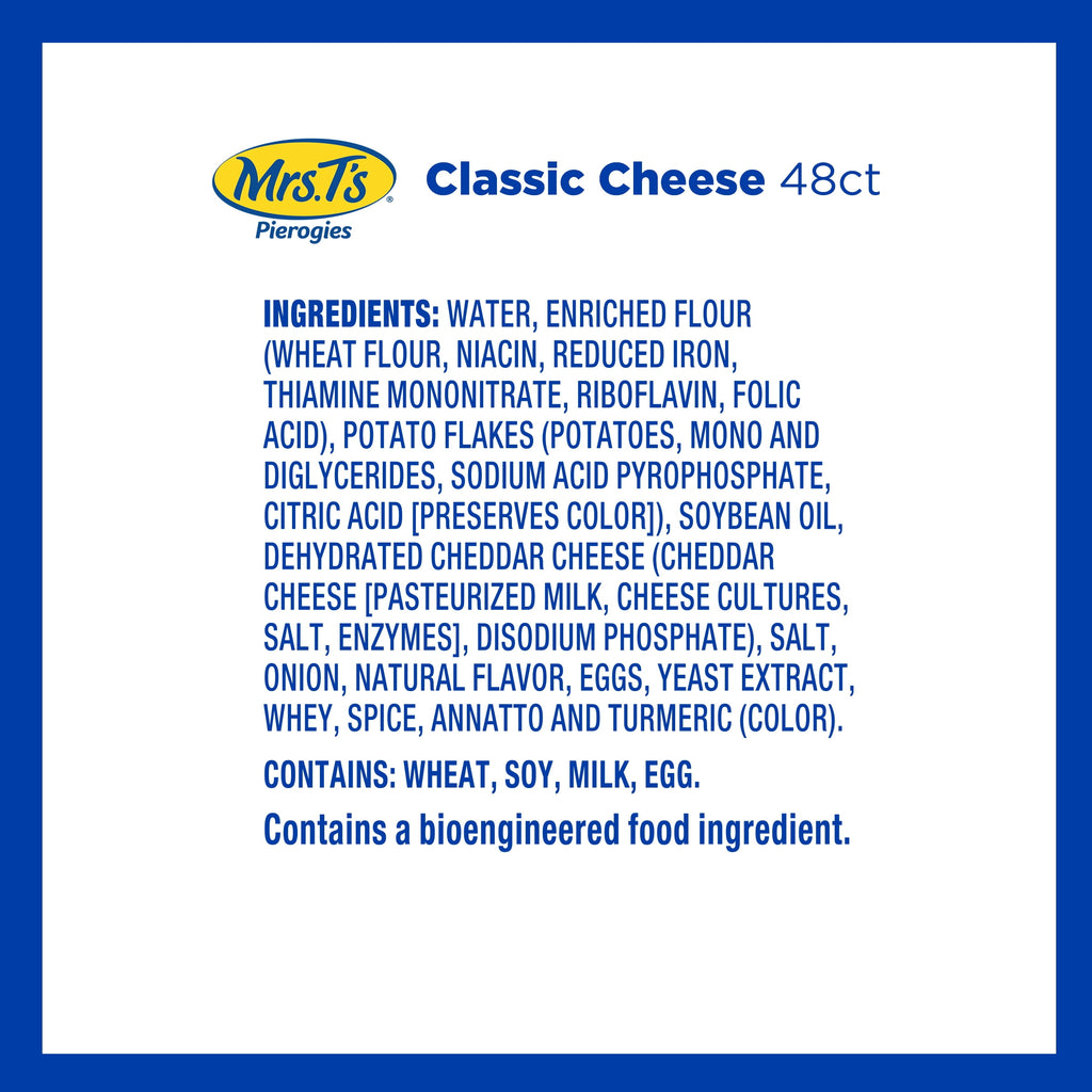 Mrs. T's Classic Cheddar Pierogies Frozen 48 Ct 4 Lb