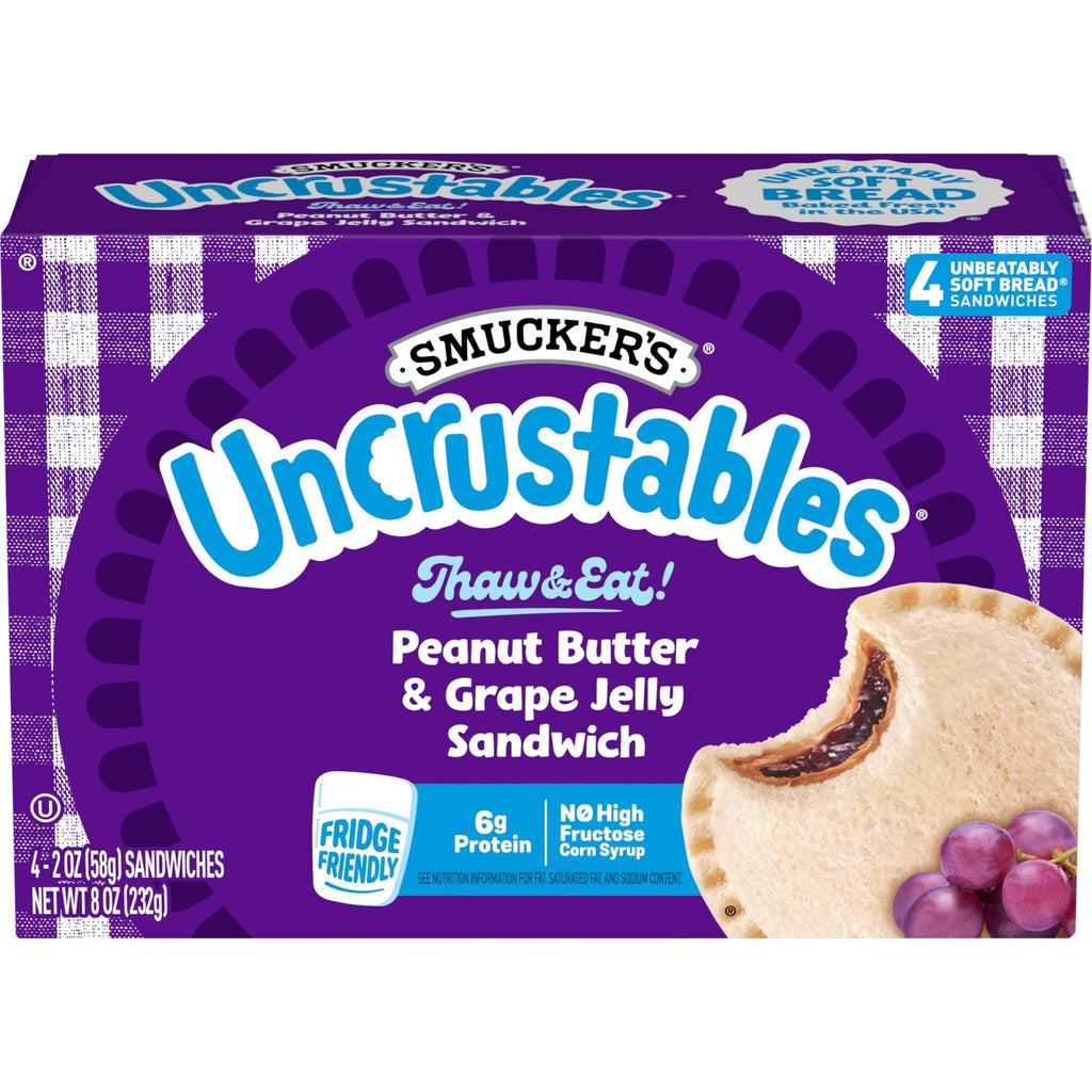 Smucker's Uncrustables Peanut Butter & Grape Jelly Sandwiches Frozen 4 Count 8 Oz