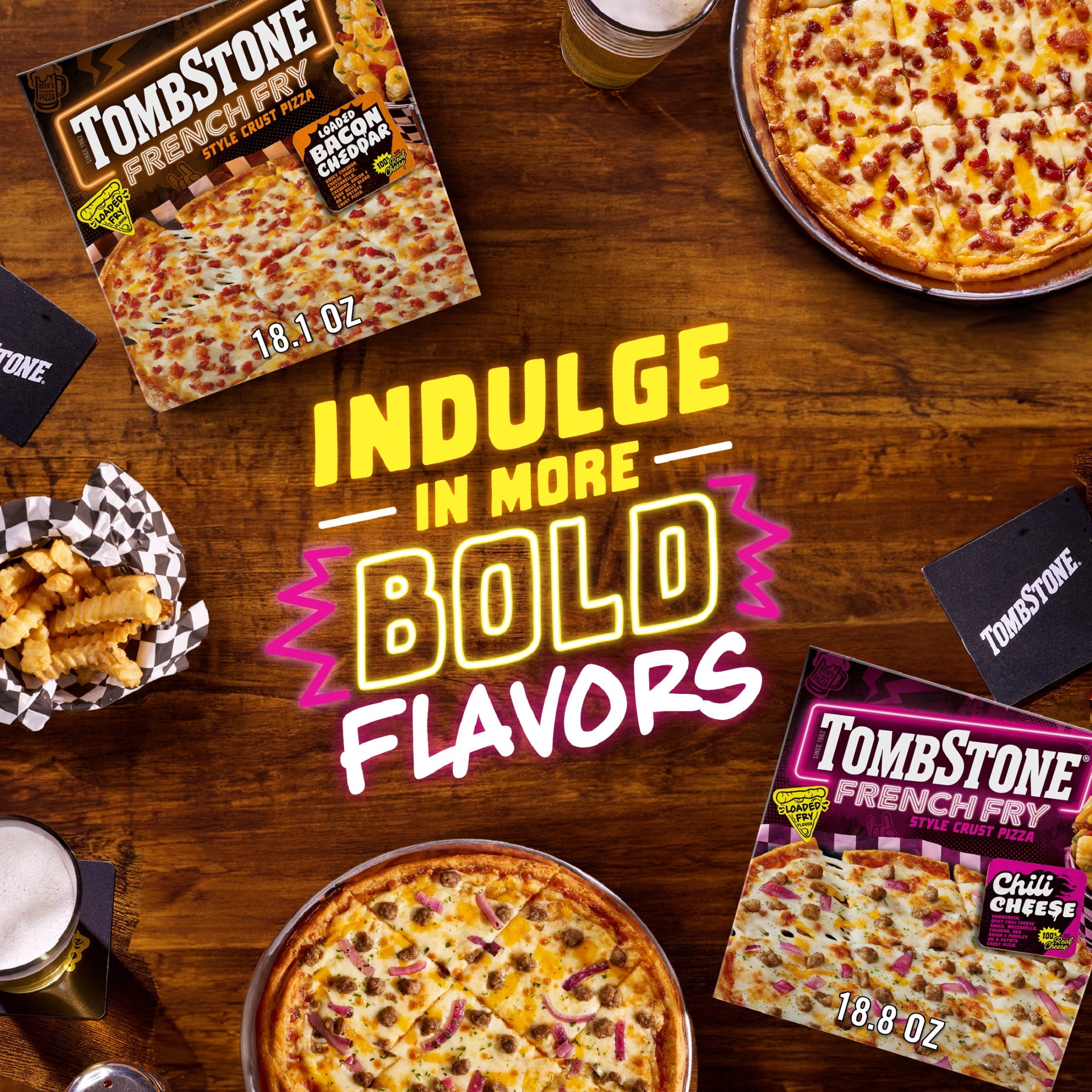 Tombstone Chili Cheese French Fry Style Crust Frozen Pizza 18.8 Oz