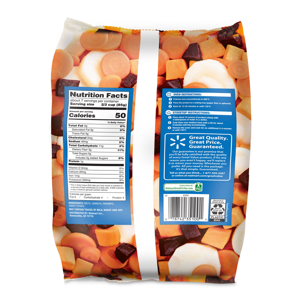 Great Value Frozen Root Blend Beets Carrots Parsnips Sweet Potatoes 20 Oz