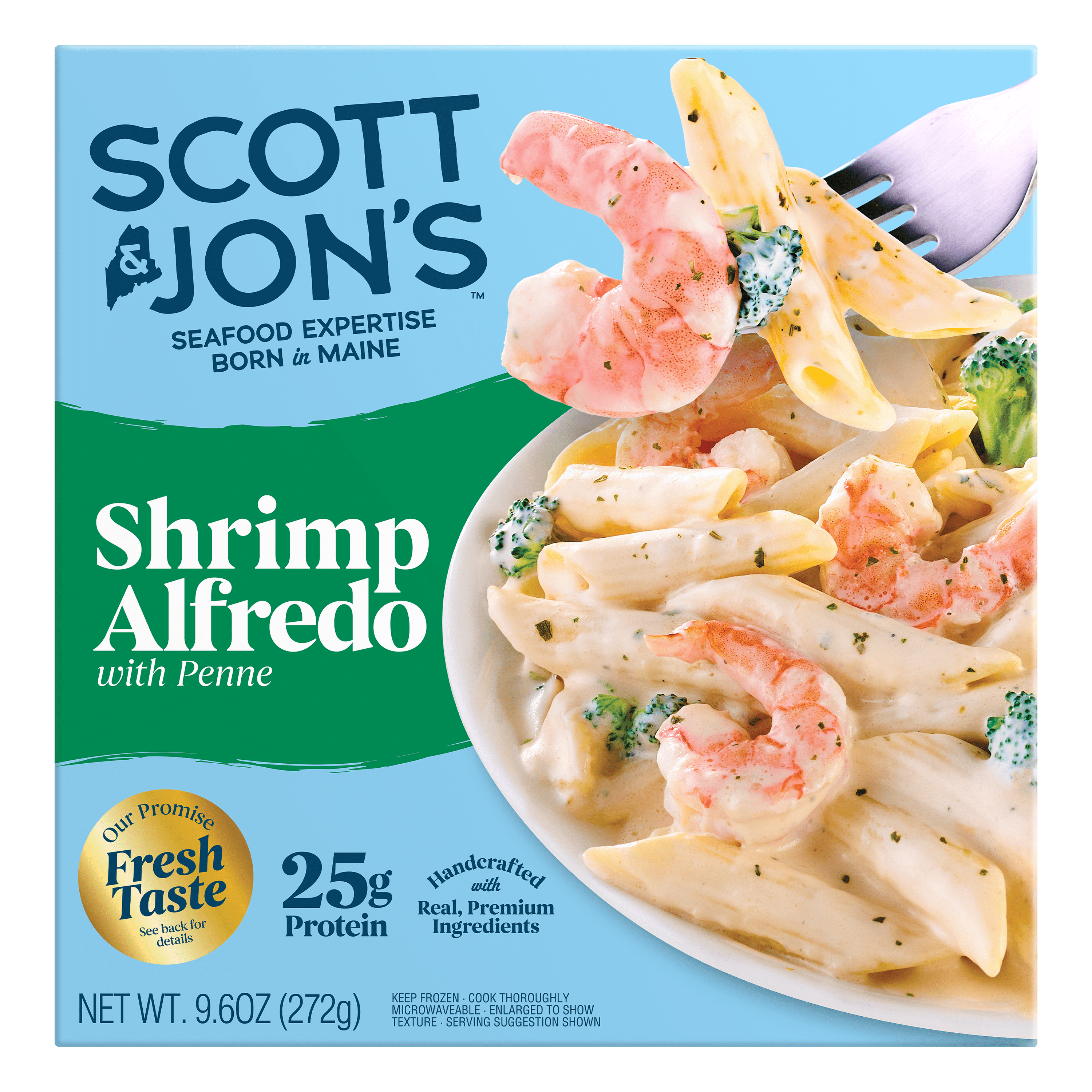Scott & Jon's Shrimp Alfredo Pasta Frozen Meal 9.6 Oz