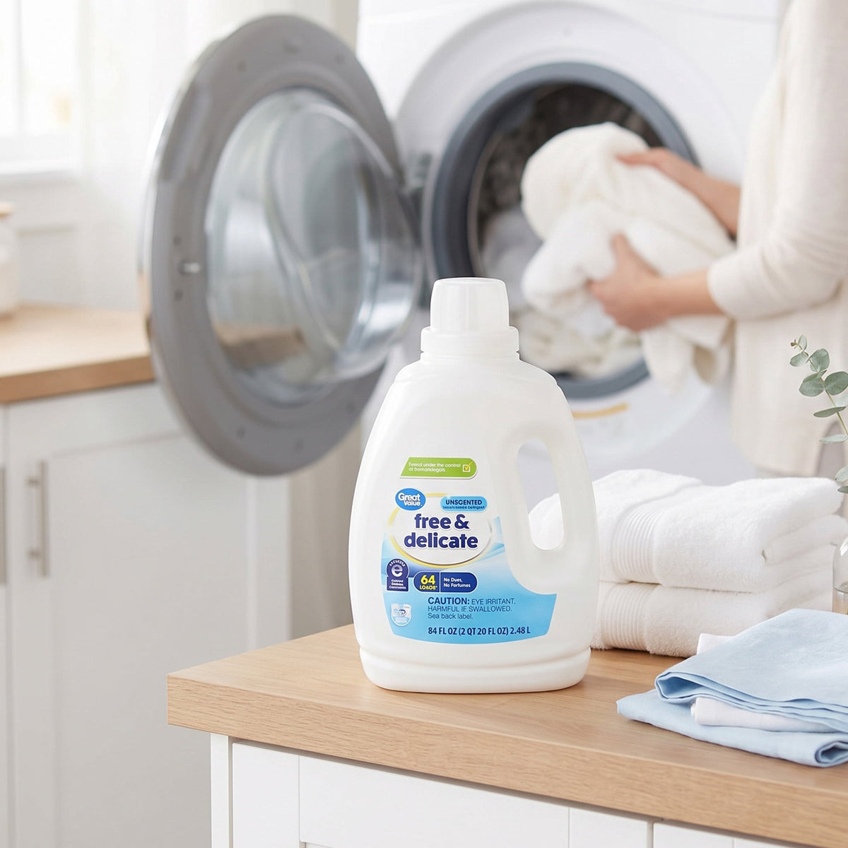 Great Value Free & Delicate Liquid Laundry Detergent Unscented 84 fl oz 64 Loads