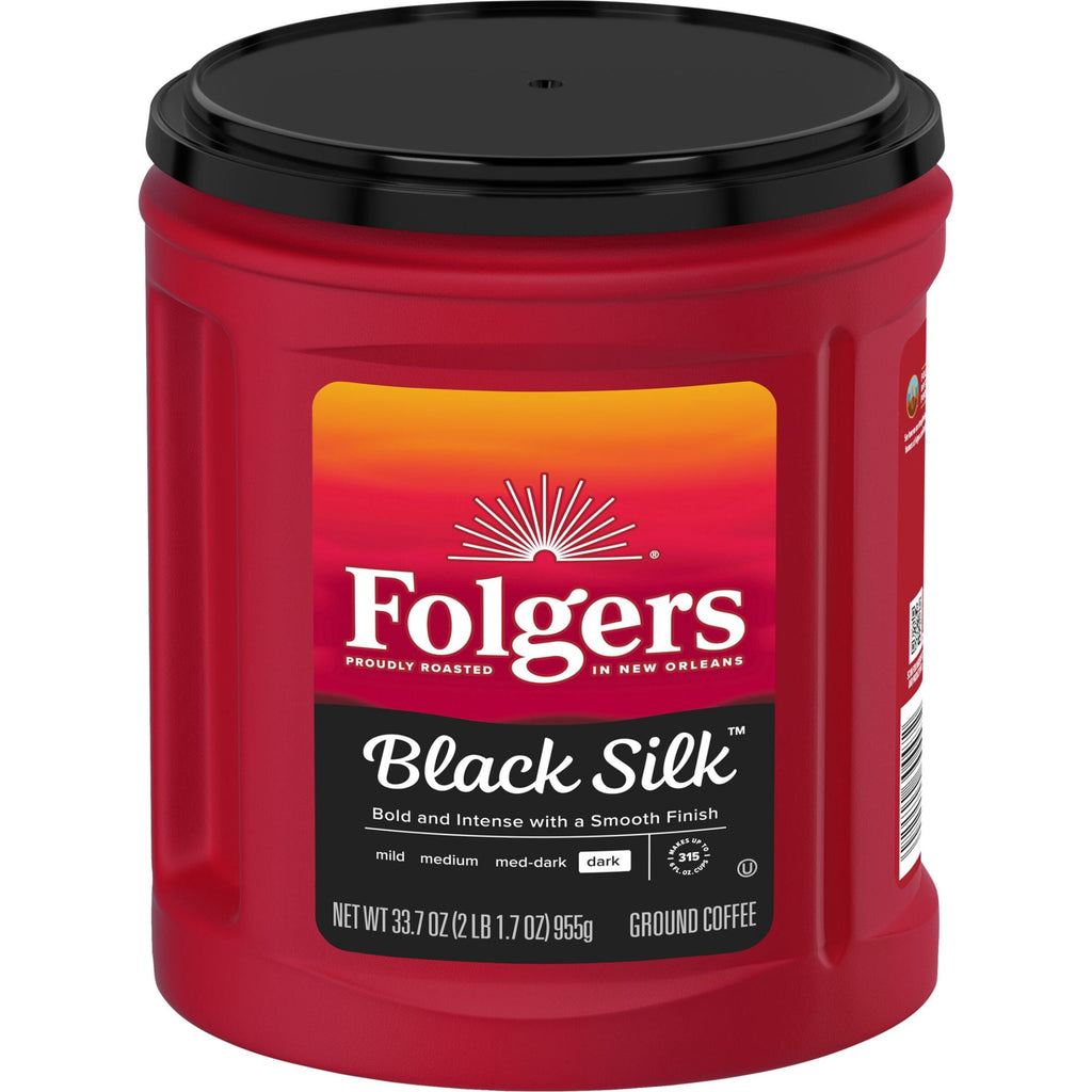 Folgers Black Silk Dark Roast Ground Coffee 33.7 oz Canister