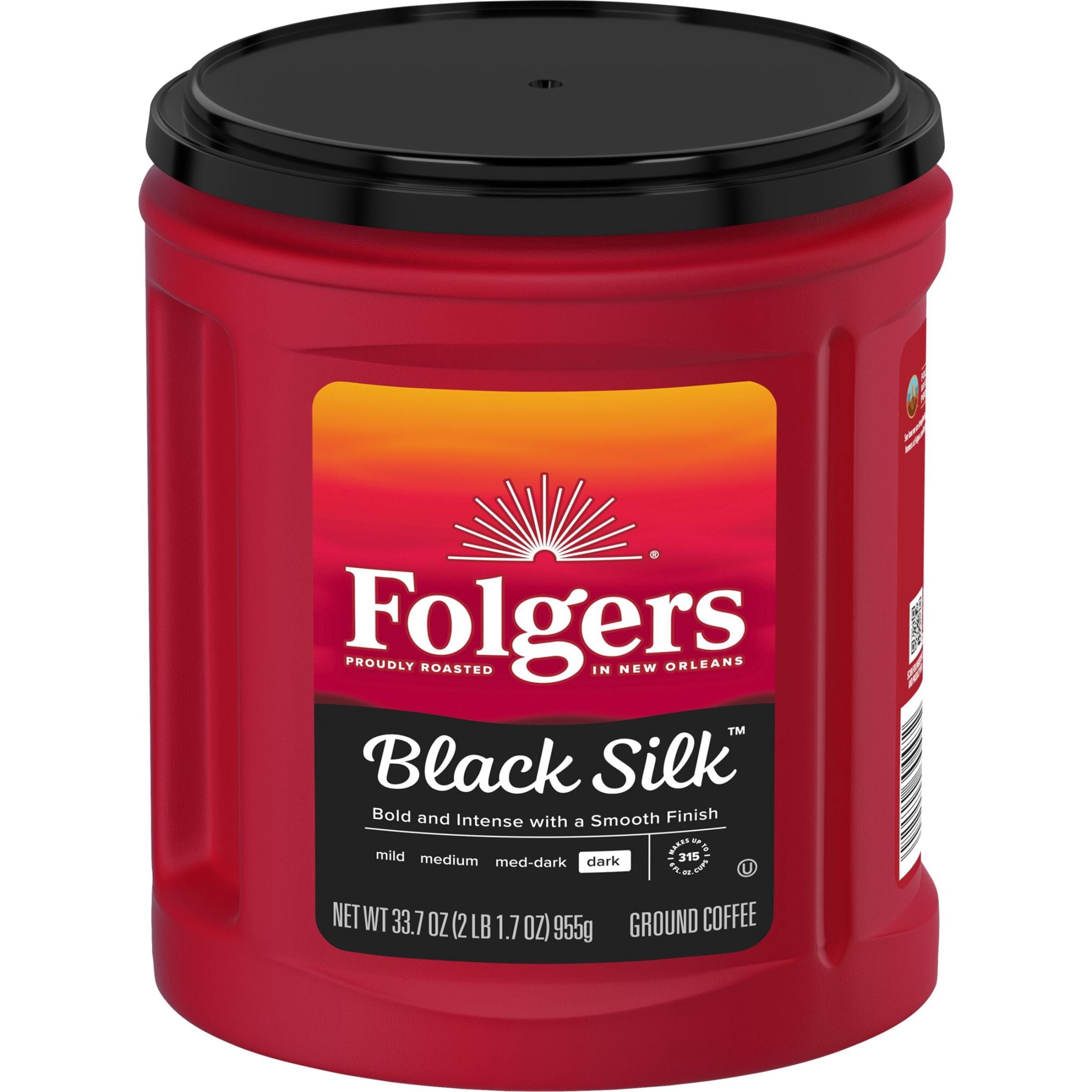 Folgers Black Silk Dark Roast Ground Coffee 33.7 oz Canister