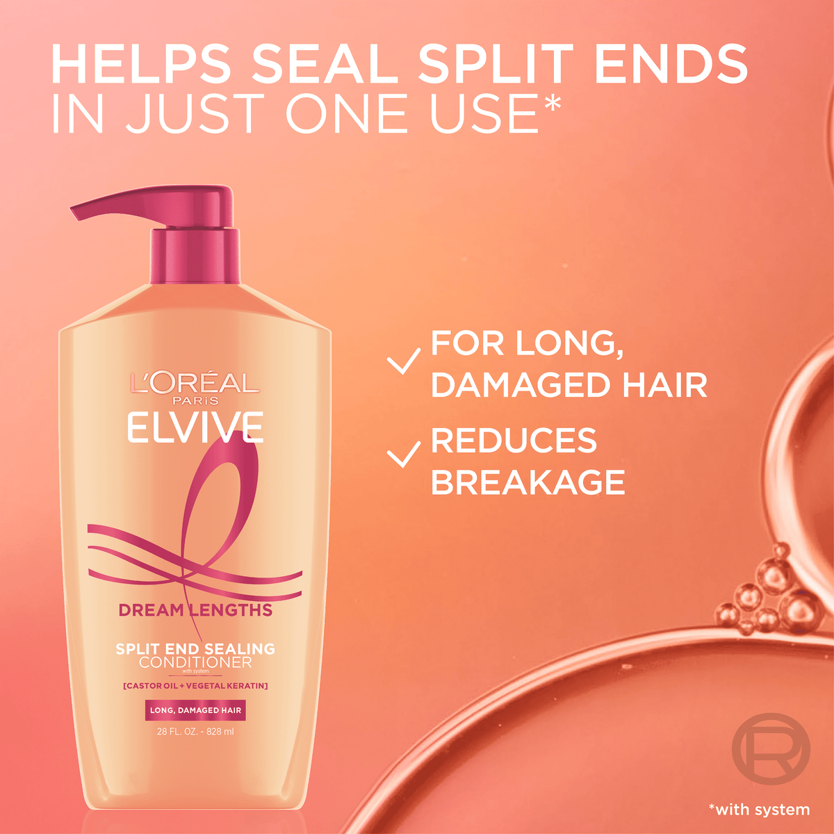 L'Oreal Paris Elvive Dream Lengths Detangling Conditioner for Long Hair 28 fl oz