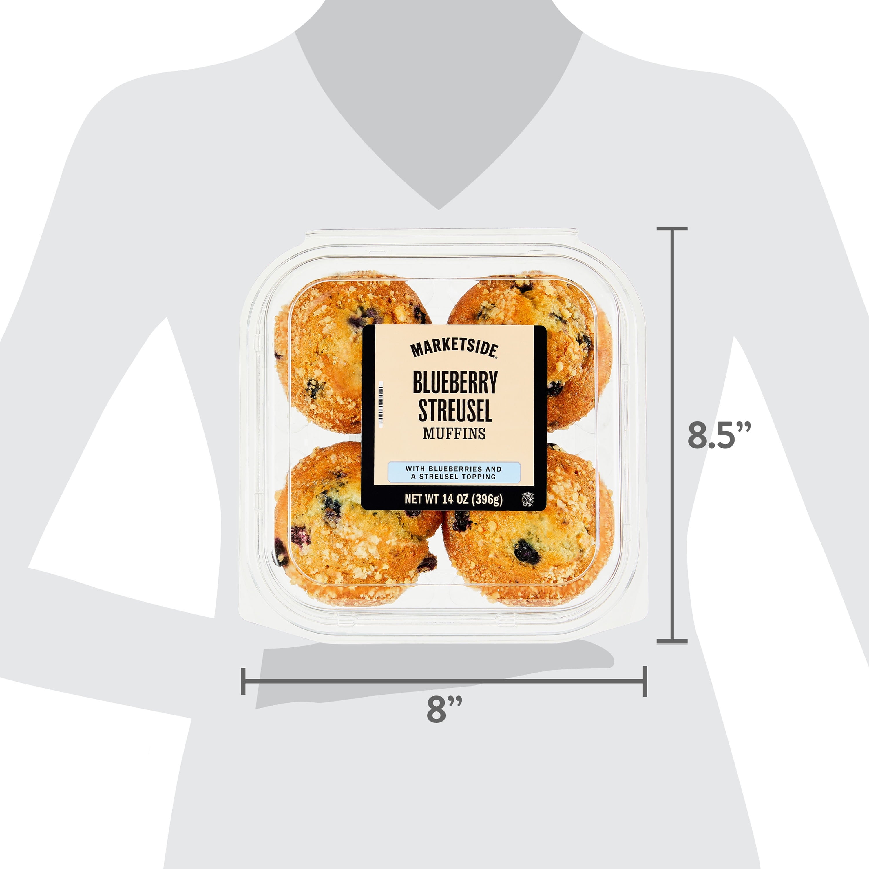 Baked Blueberry Muffins 14 Oz 4 Count Kosher Dairy Marketside