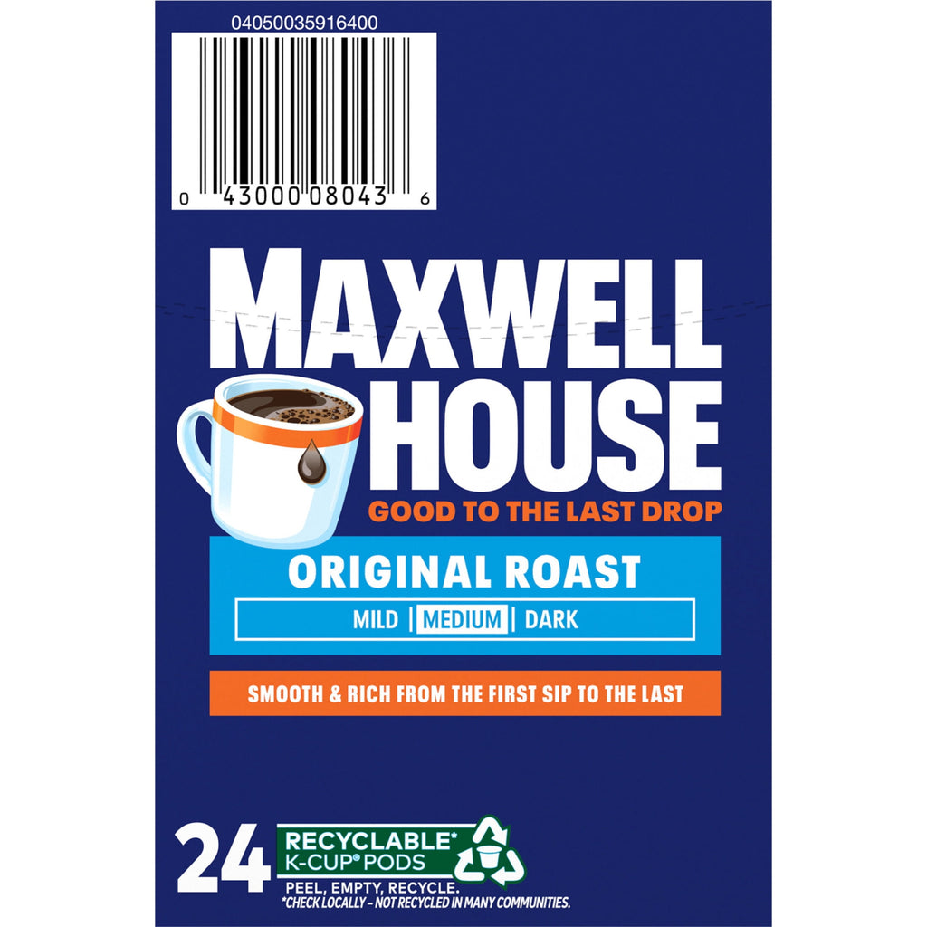 Maxwell House Original Roast Medium Roast K-Cup Coffee Pods 24 Count Box