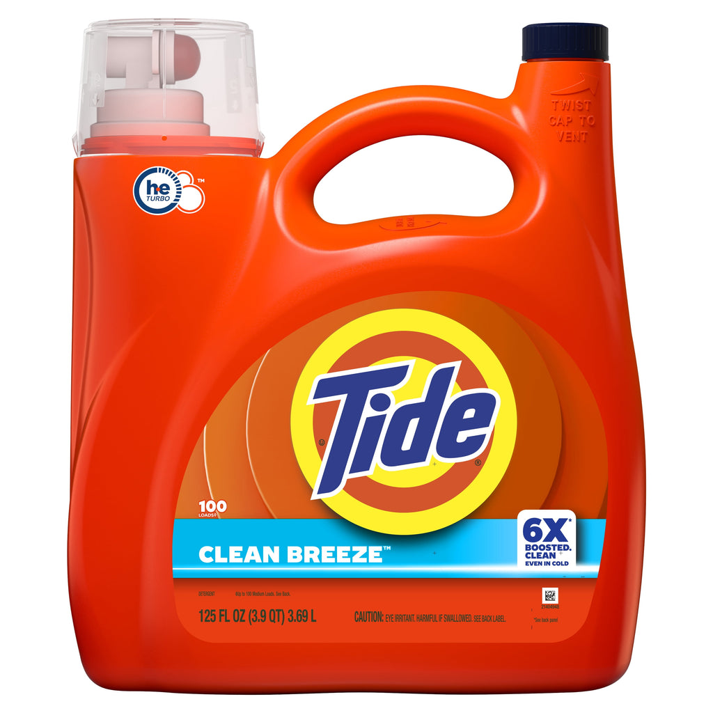 Tide Liquid Laundry Detergent Clean Breeze Scent 125 fl oz 100 Loads