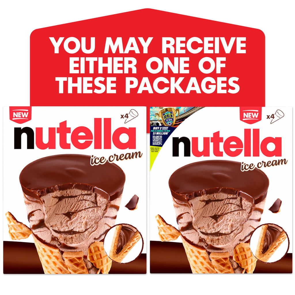 Nutella Hazelnut Flavored Ice Cream Cones 4 Count 12.2 Fl Oz