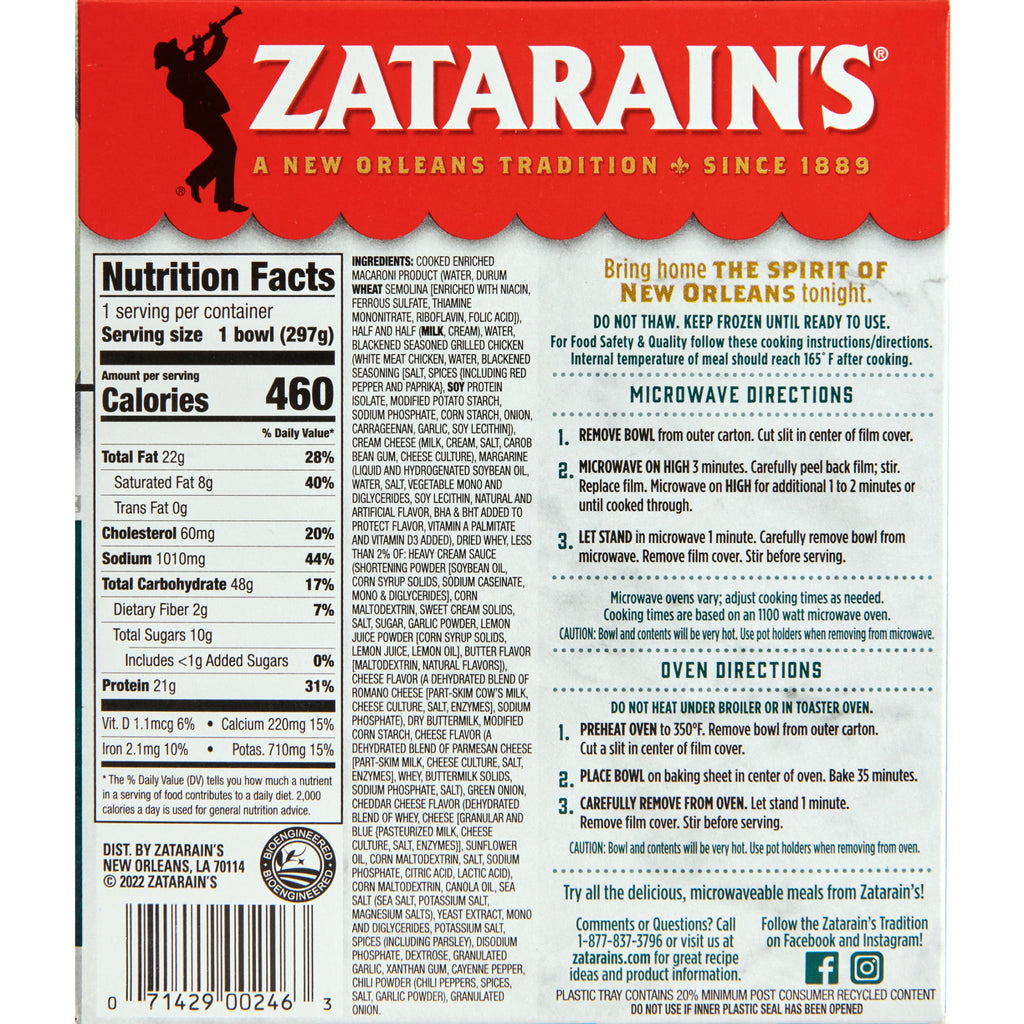 Zatarain's Blackened Chicken Alfredo Frozen Dinner 10.5 Oz