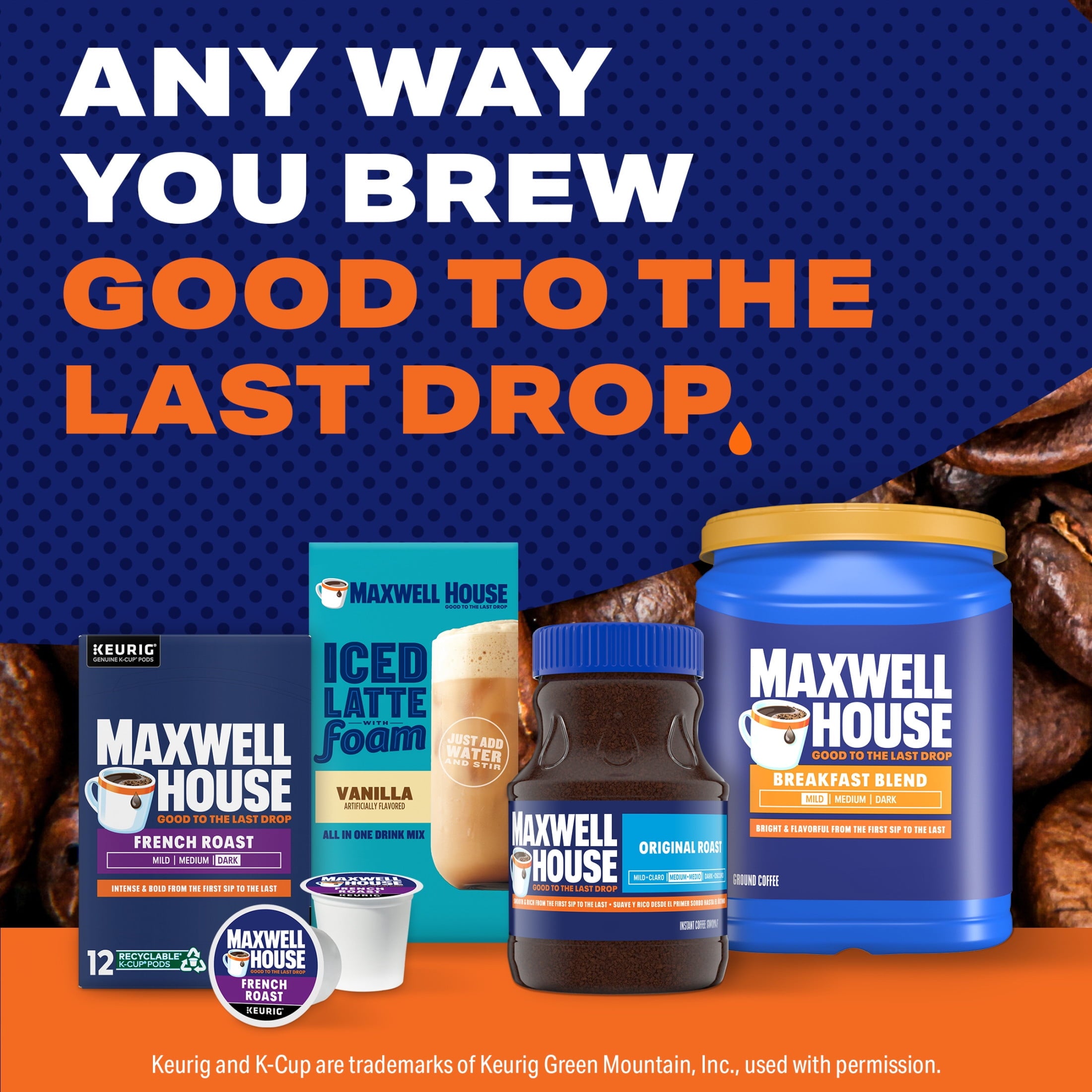 Maxwell House Breakfast Blend Naturally Caffeinated Mild Roast Ground Coffee 38.8 oz Canister