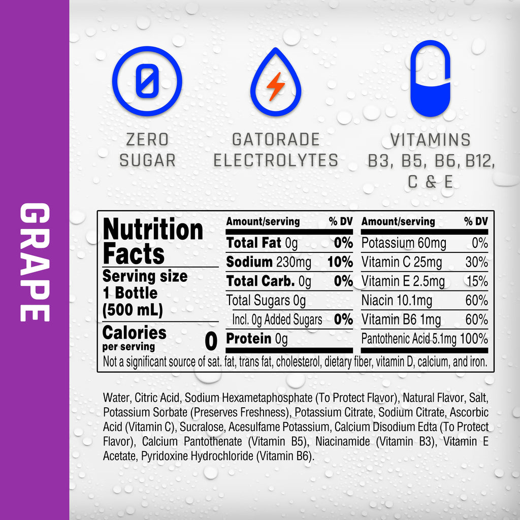 Propel Electrolyte Enhanced Water Grape Zero Calorie Sports Drink 16.9 fl oz Bottles (12 Pack)