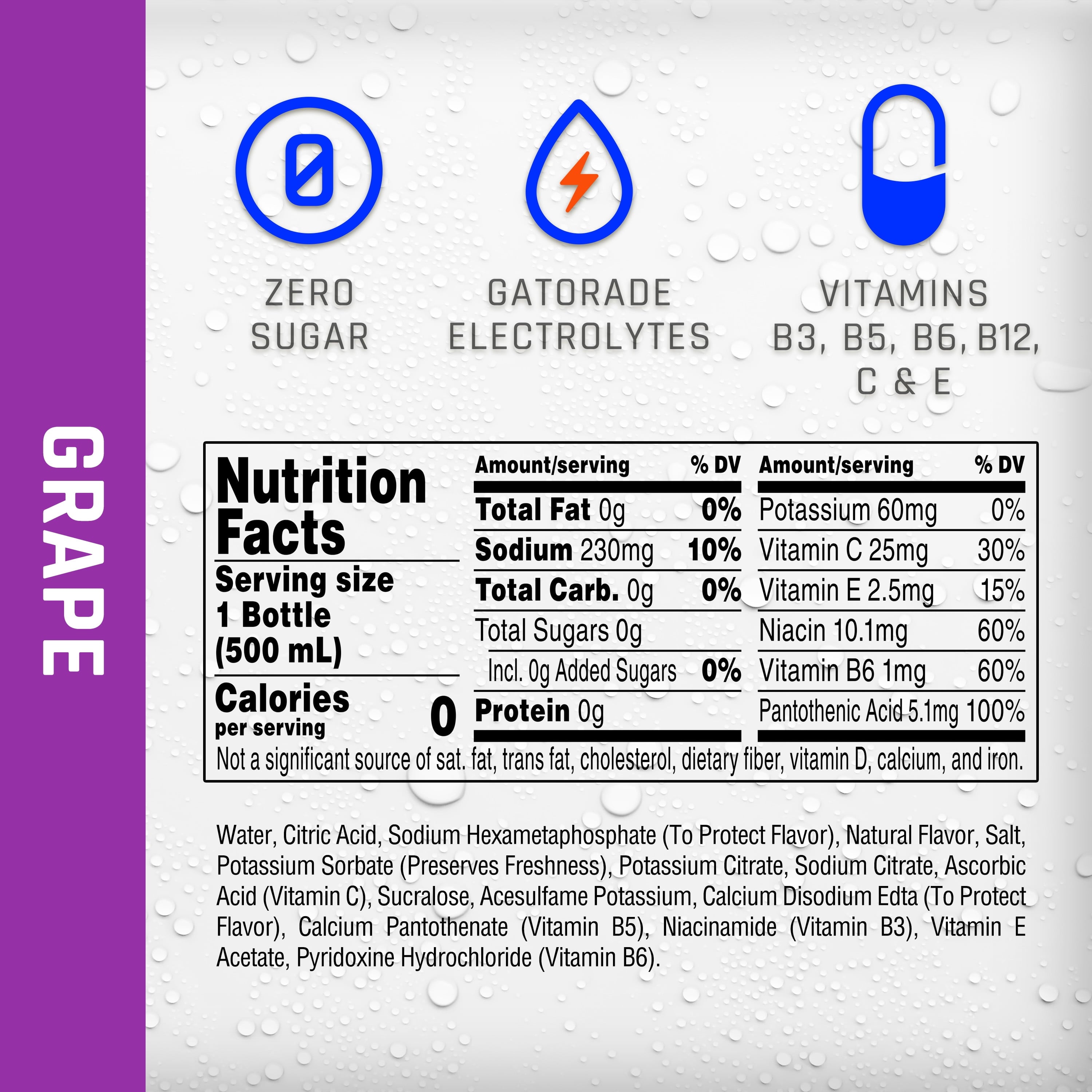 Propel Electrolyte Enhanced Water Grape Zero Calorie Sports Drink 16.9 fl oz Bottles (12 Pack)