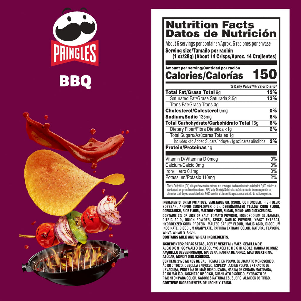 BBQ Potato Crisps Chips 5.5 Oz Pringles