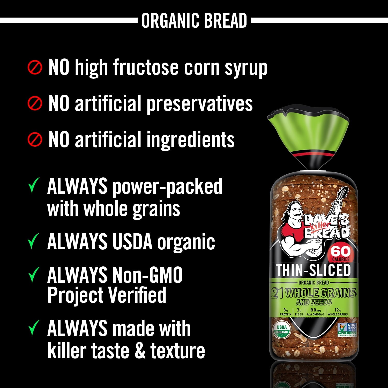 Organic Thin Sliced 21 Whole Grains and Seeds Bread 20.5 Oz