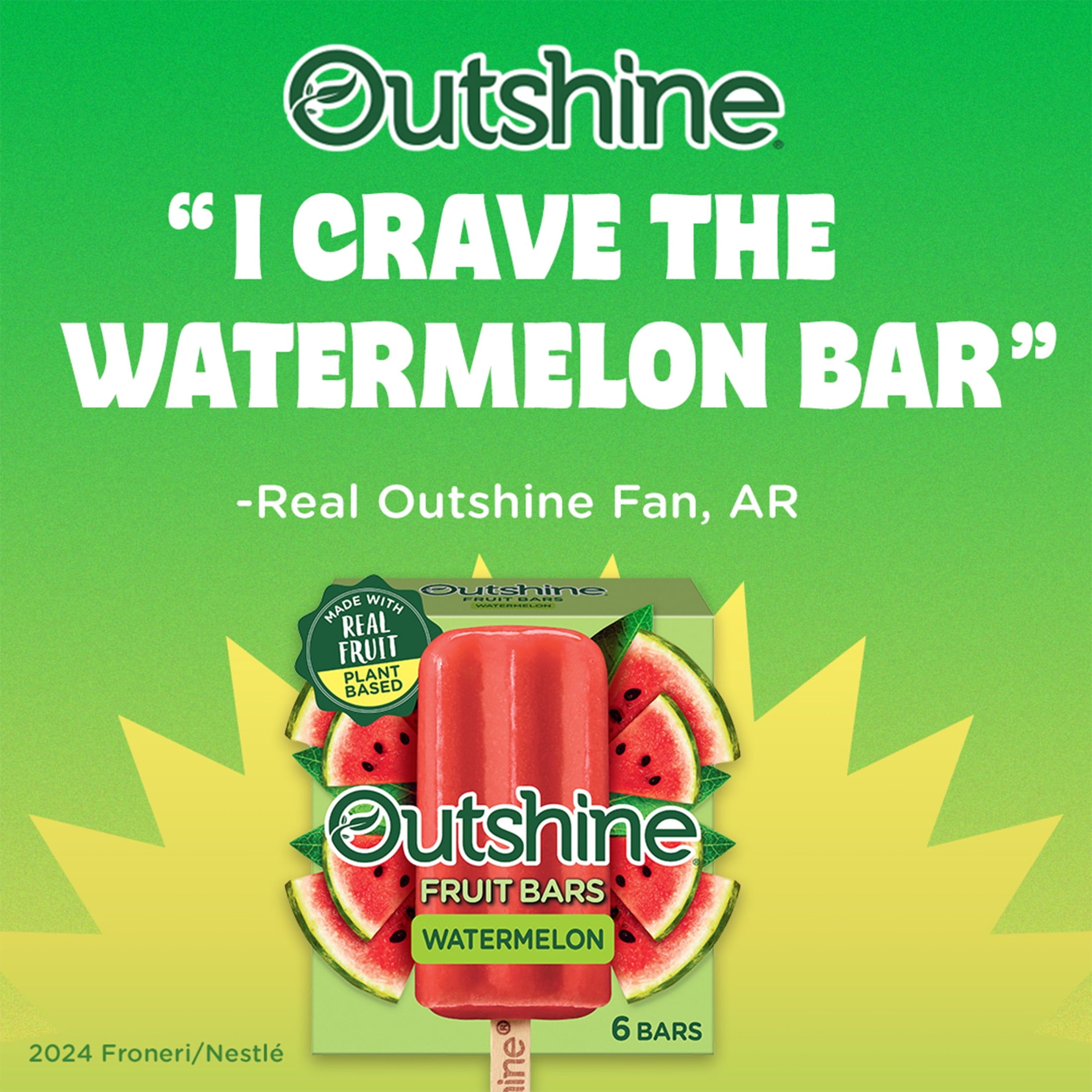 Outshine Watermelon Frozen Fruit Bars 6 Count