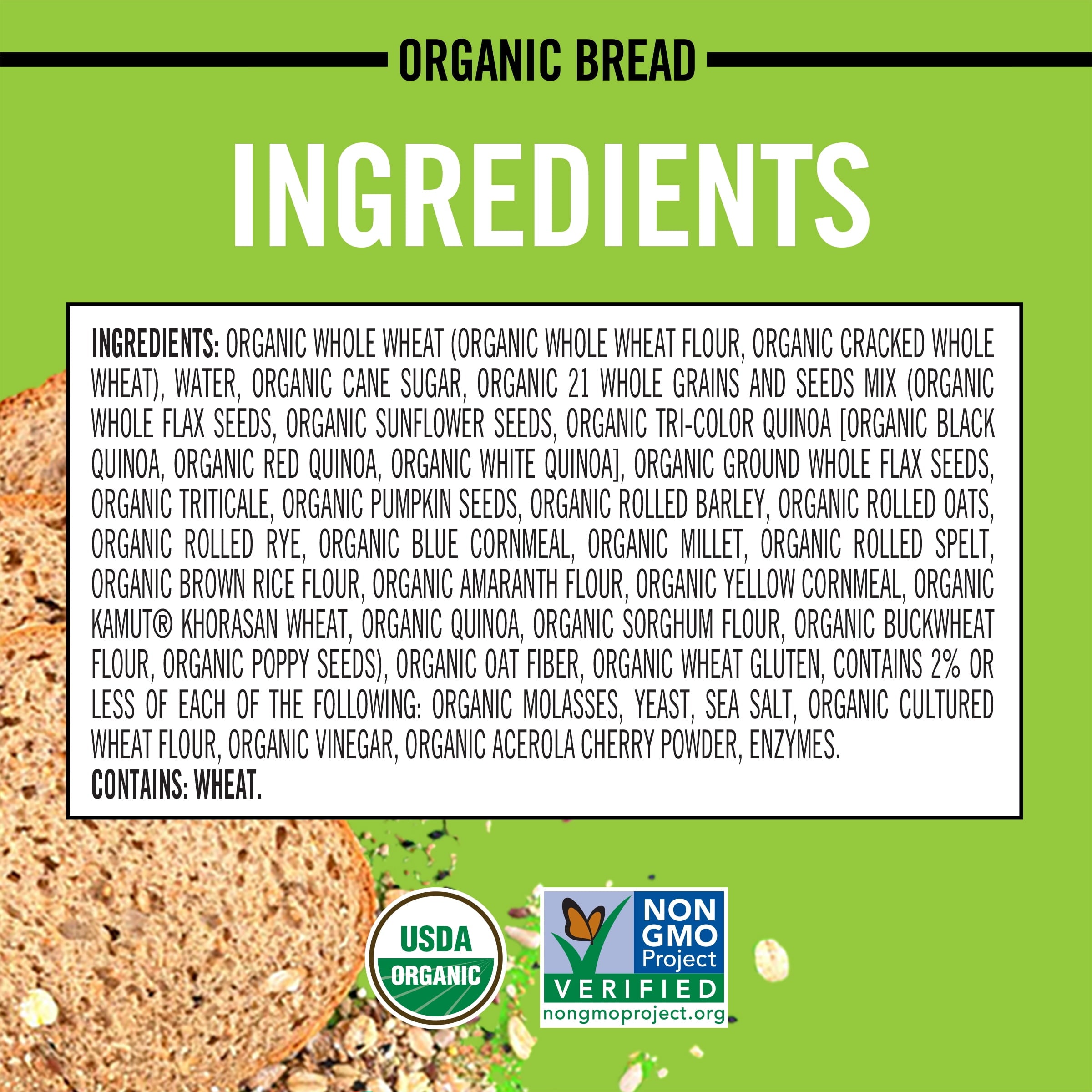 Organic Thin Sliced 21 Whole Grains and Seeds Bread 20.5 Oz