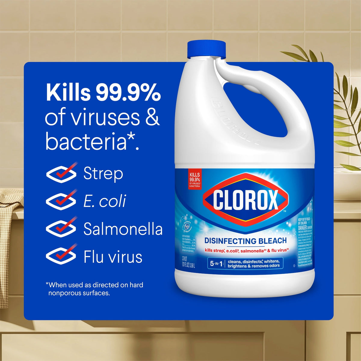 Clorox Disinfecting Liquid Bleach Cleaner Regular Scent 121 fl oz