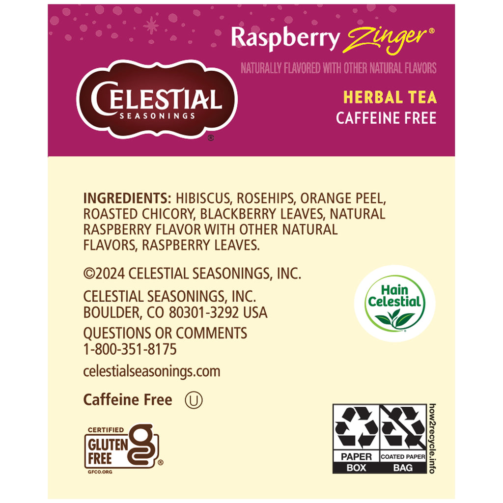 Celestial Seasonings Raspberry Zinger Caffeine-Free Herbal Tea Bags 1.7 oz 20 Count