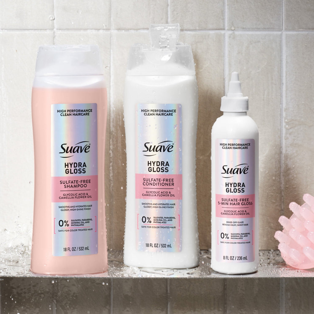 Suave Hydra Gloss Sulfate Free Shampoo with Glycolic Acid & Camellia Flower Oil 18 fl oz