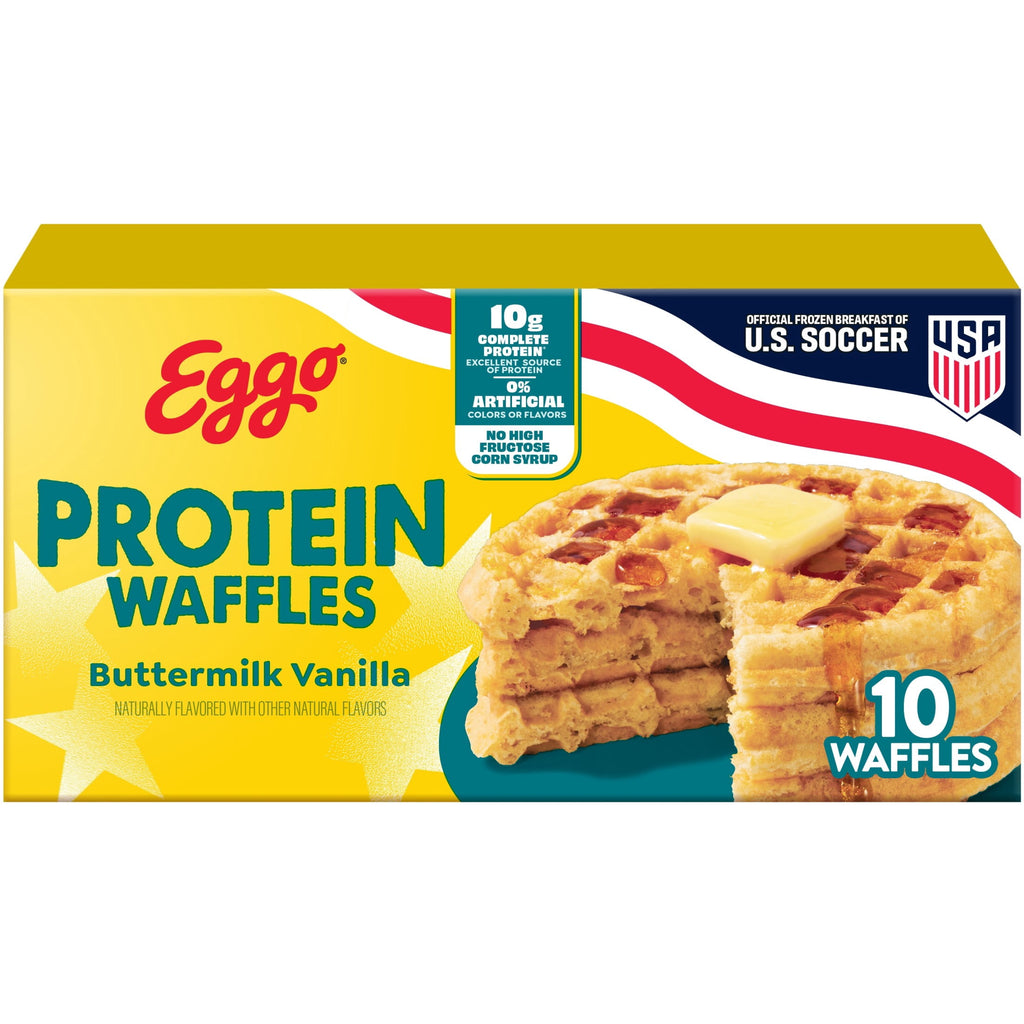 Eggo Protein Buttermilk Vanilla Waffles Frozen 12.3 Oz 10 Count