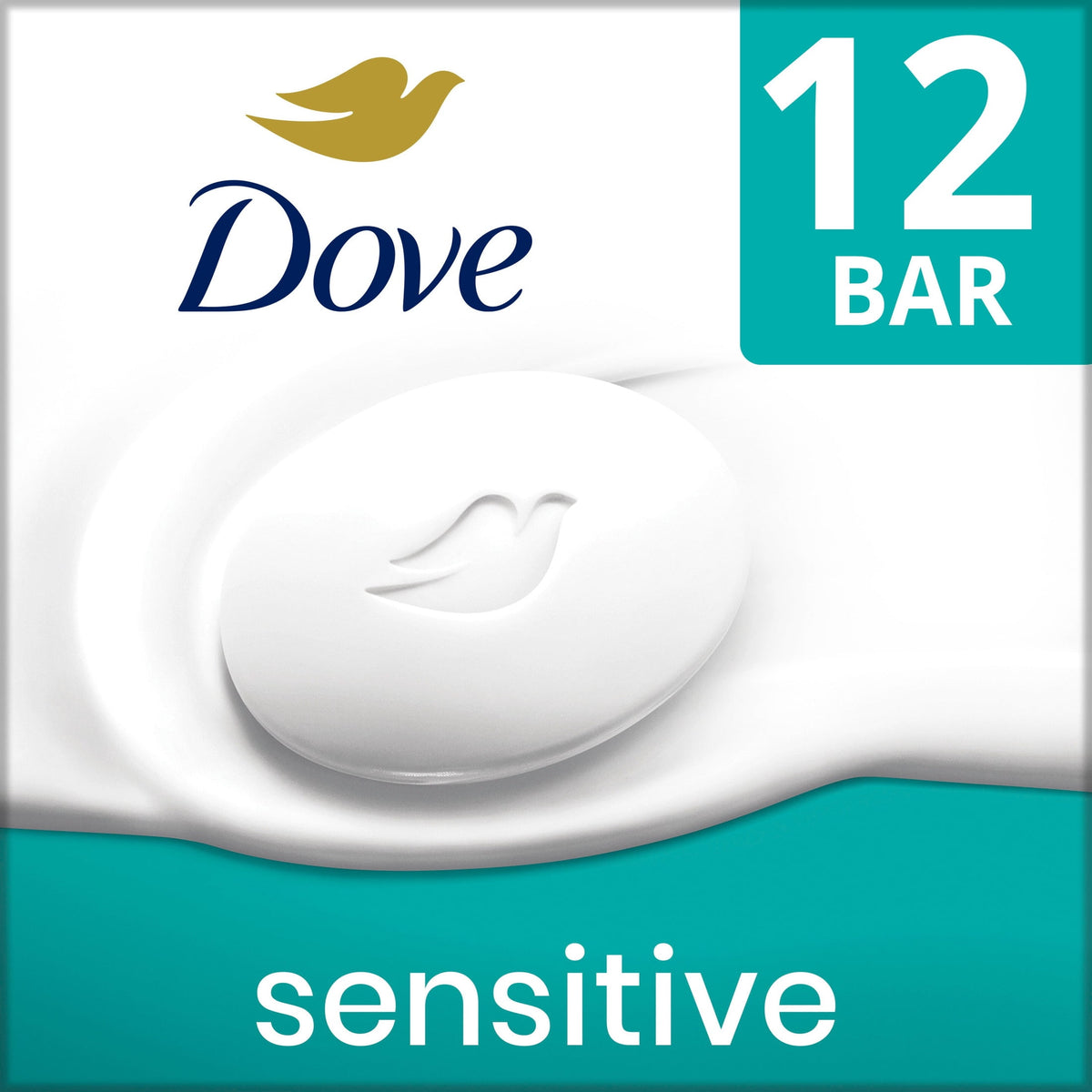 Dove Sensitive Skin Beauty Bar Soap Fragrance Free Hypoallergenic Moisturizing Cleanser 3.75 oz 12 Bars