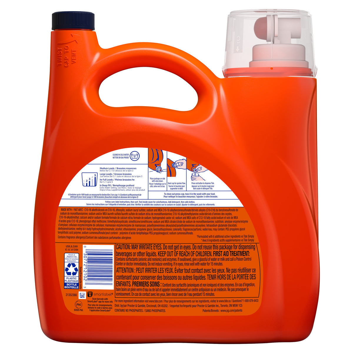 Tide Liquid Laundry Detergent Clean Breeze Scent 125 fl oz 100 Loads