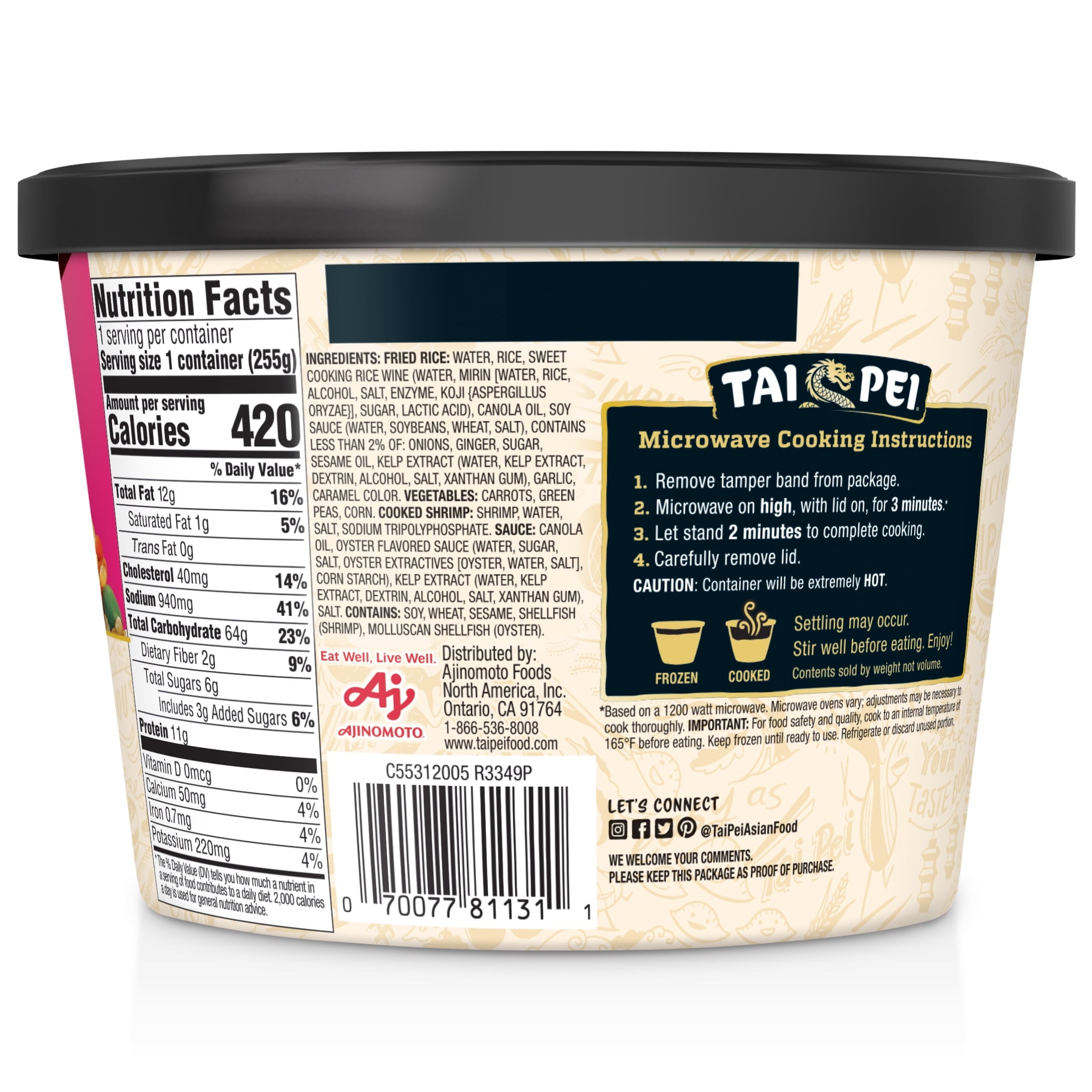 Tai Pei Shrimp Fried Rice Frozen Asian Entrée 9 Oz