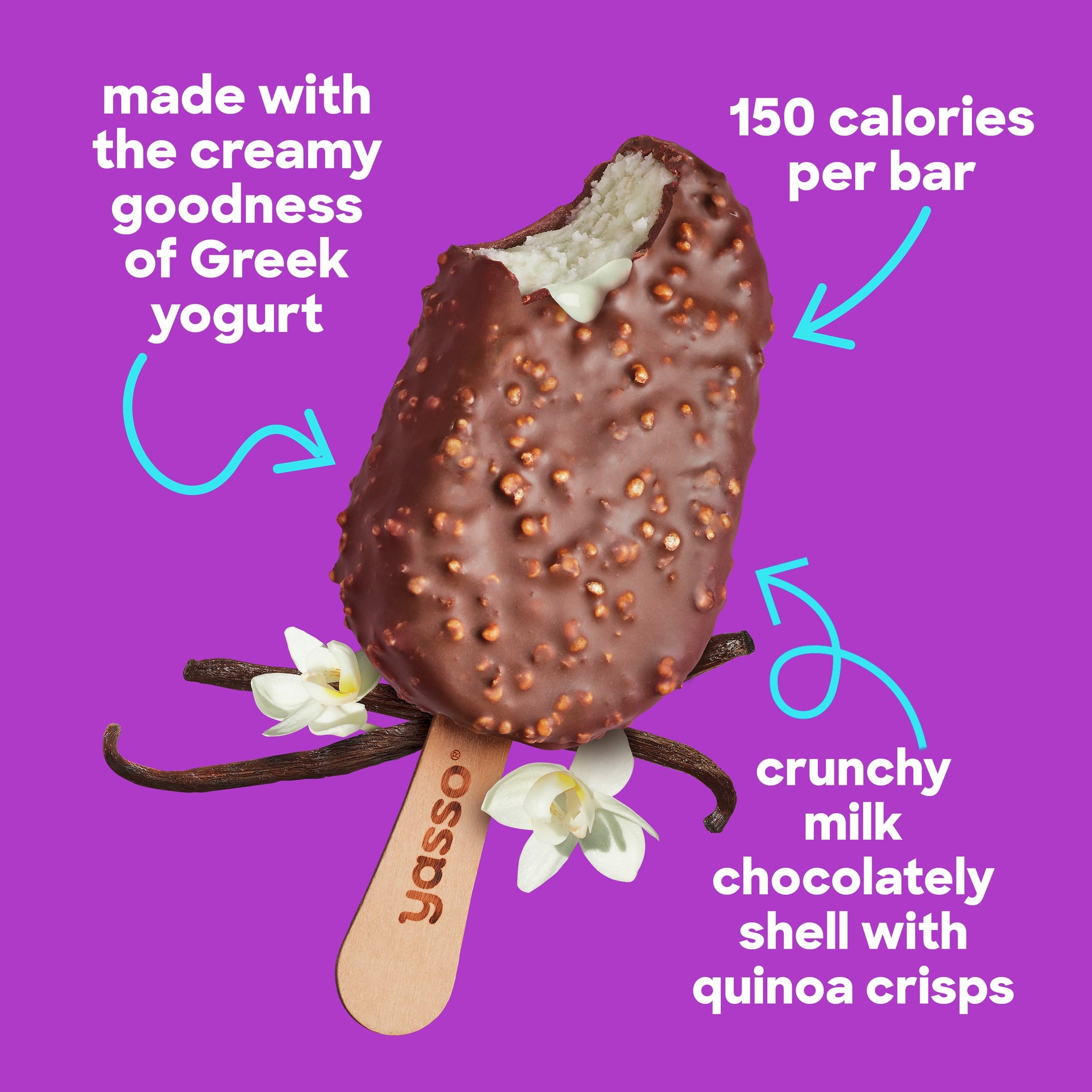 Yasso Vanilla Chocolate Crunch Frozen Greek Yogurt Bars 4 Count
