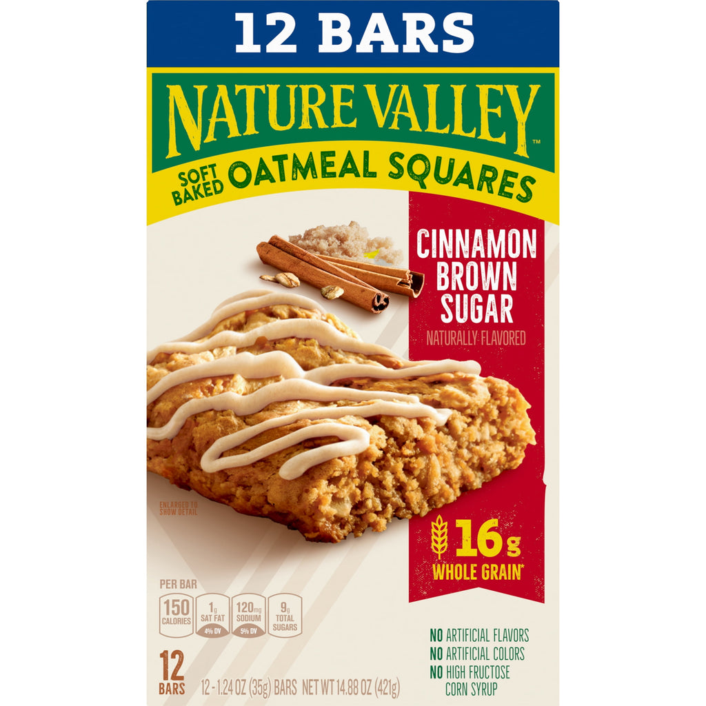 Soft Baked Oatmeal Squares Cinnamon Brown Sugar 14.88 Oz 12 Count Nature Valley