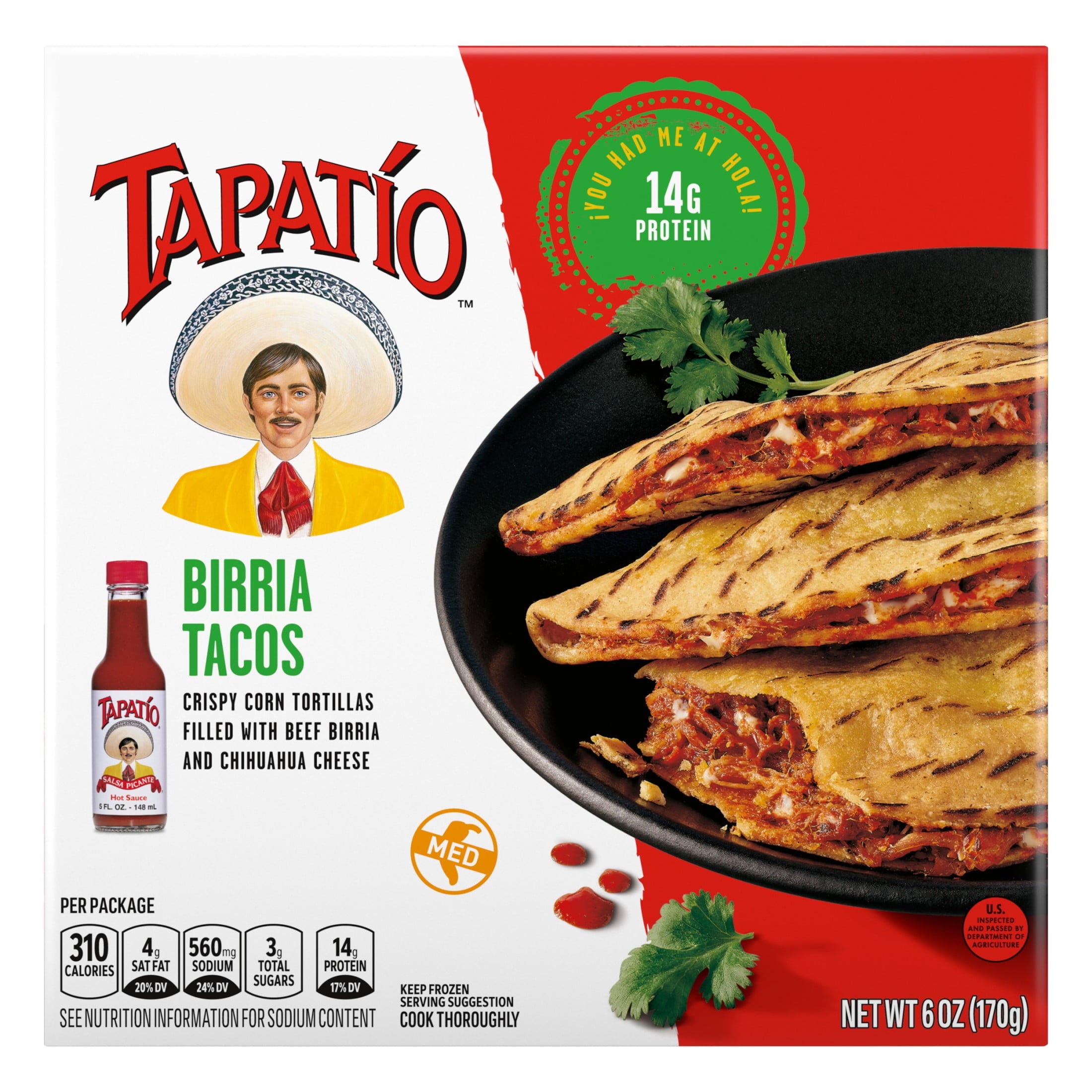 Tapatío Birria Tacos Beef Frozen Mexican Food 6 Oz