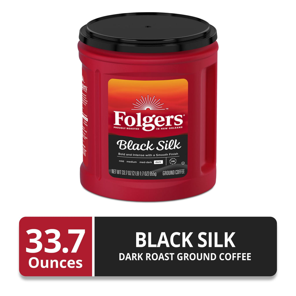 Folgers Black Silk Dark Roast Ground Coffee 33.7 oz Canister