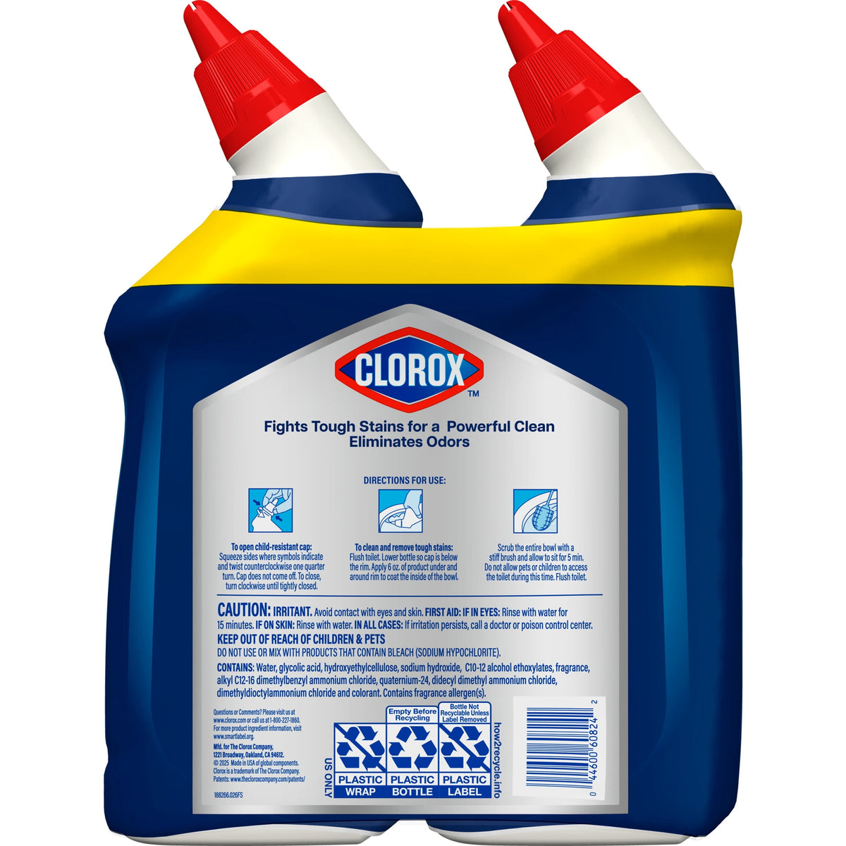 Clorox Heavy Duty Toilet Bowl Cleaner Stain Remover Arctic Clean 24 fl oz 2 Pack
