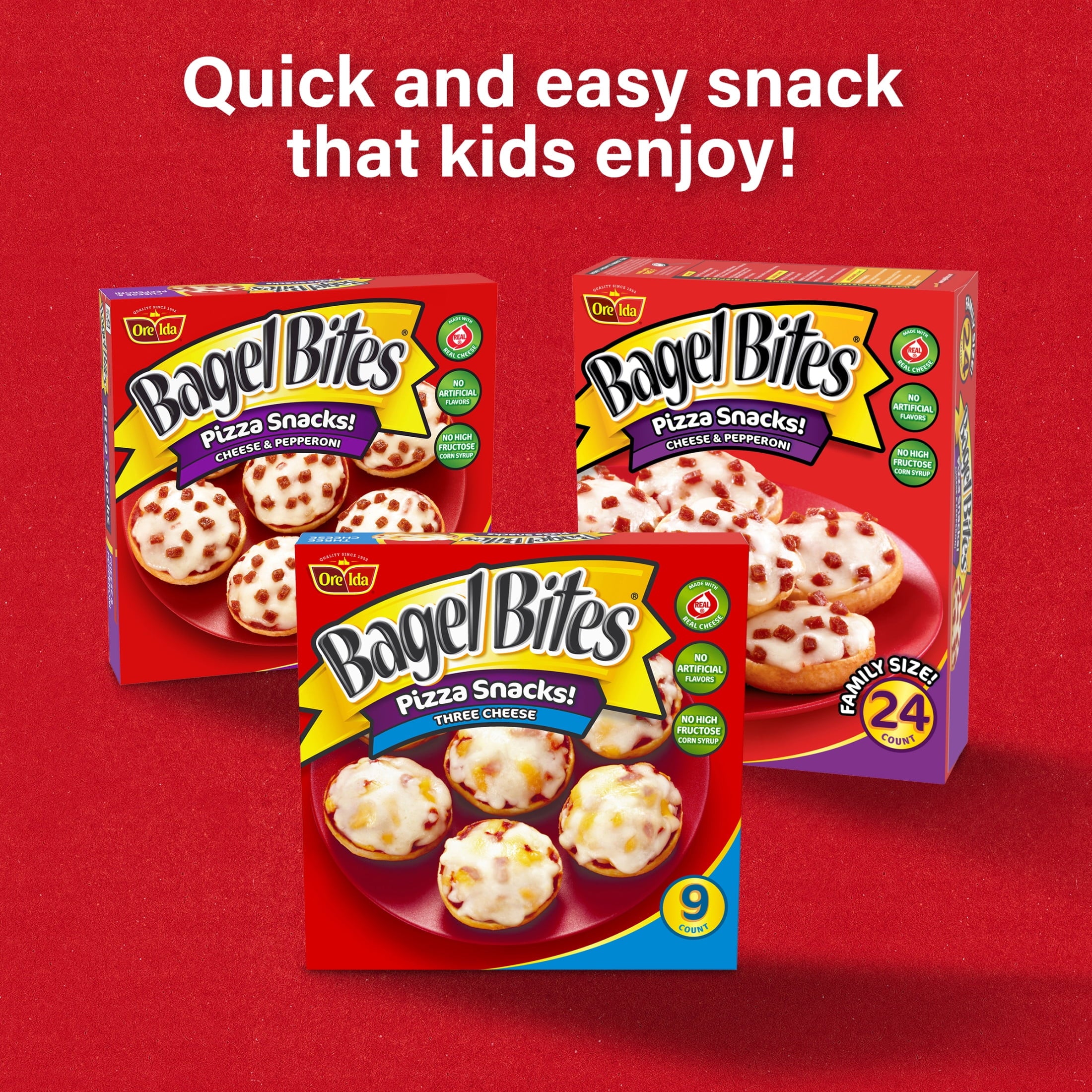 Bagel Bites Three Cheese Mini Pizza Bagel Frozen Snacks 7 Oz 9 Count
