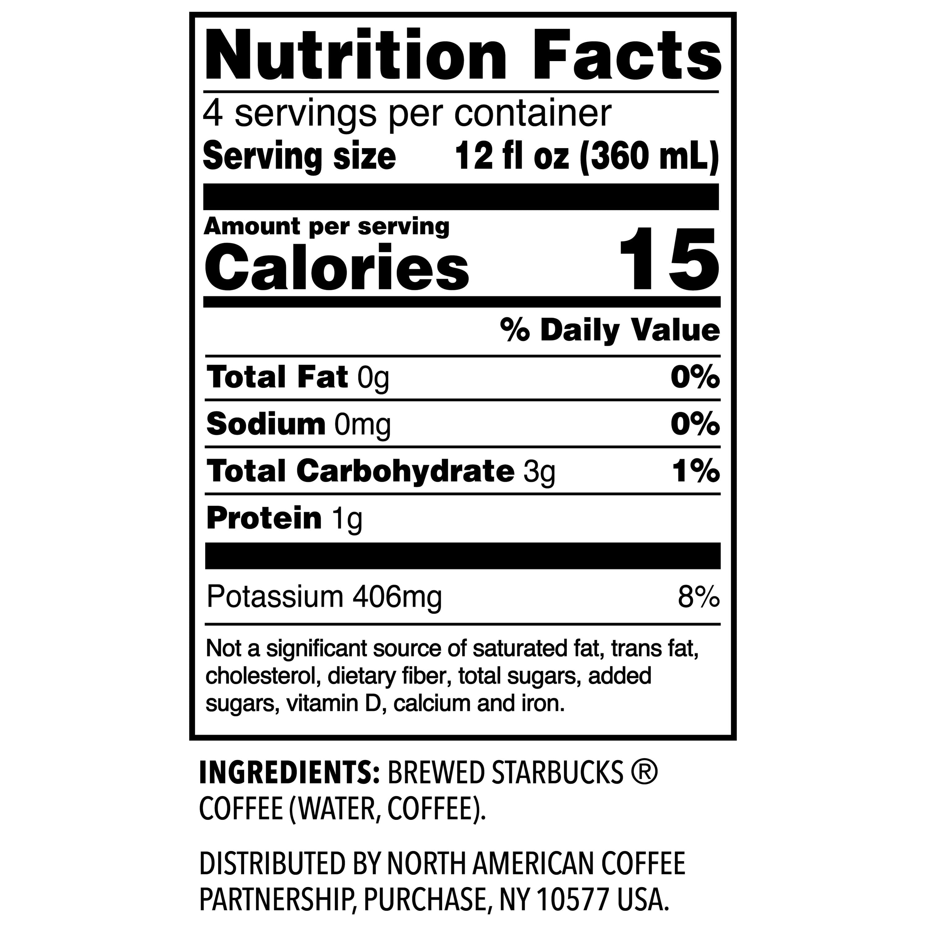 Starbucks Iced Coffee Unsweetened Medium Roast 100% Arabica Beans 48 fl oz