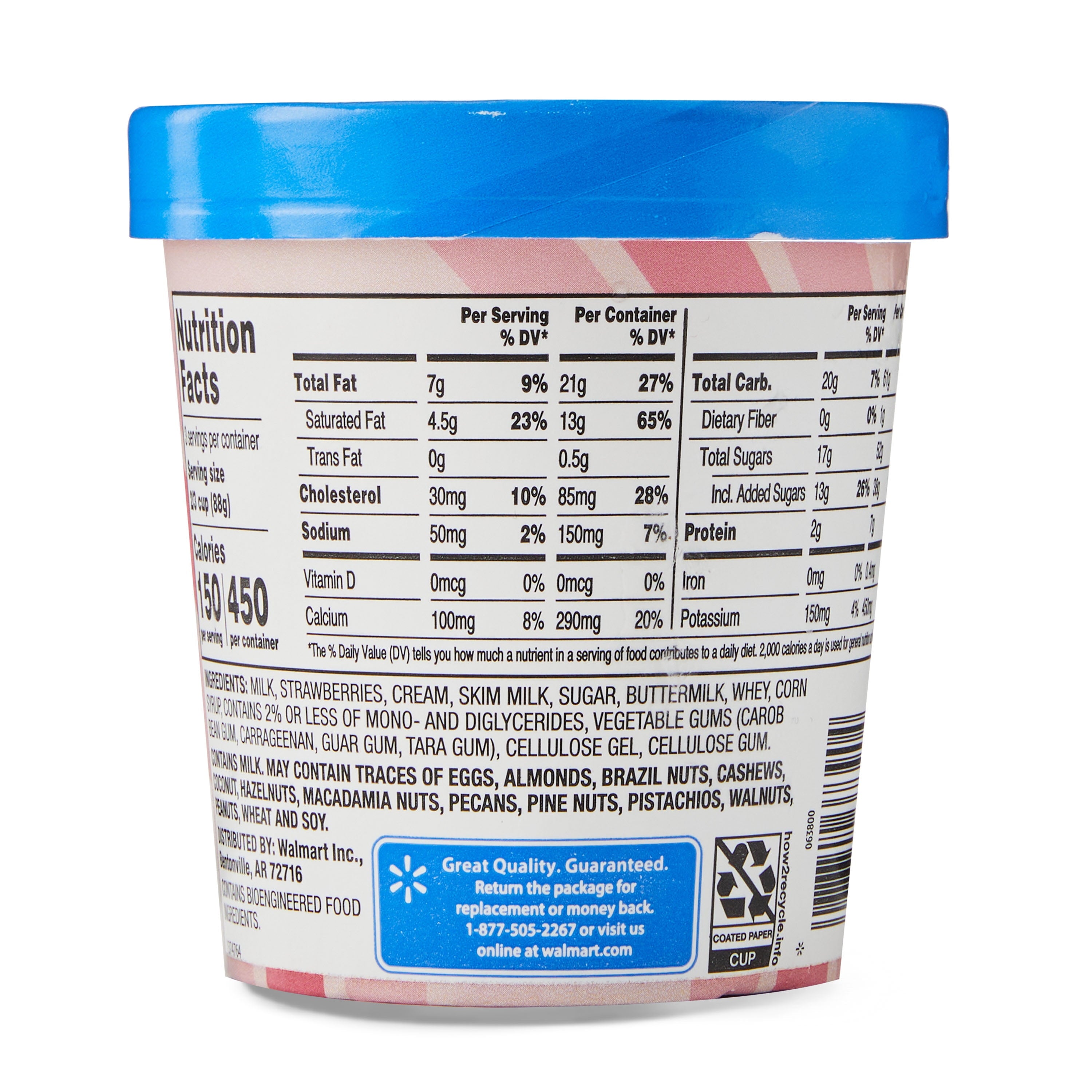 Great Value Strawberry Ice Cream 16 Fl Oz