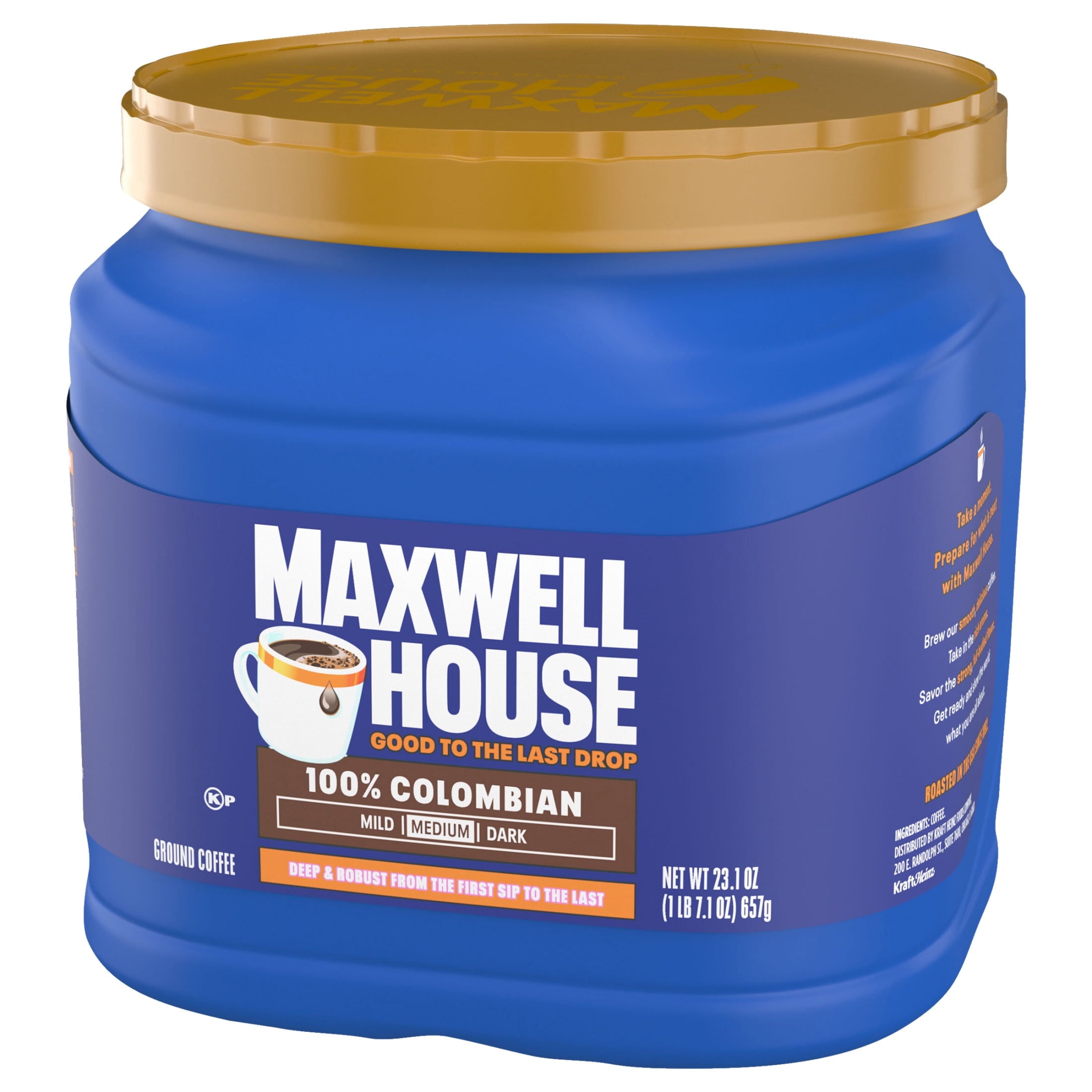 Maxwell House 100% Colombian Naturally Caffeinated Medium Roast Ground Coffee 23.1 oz Canister