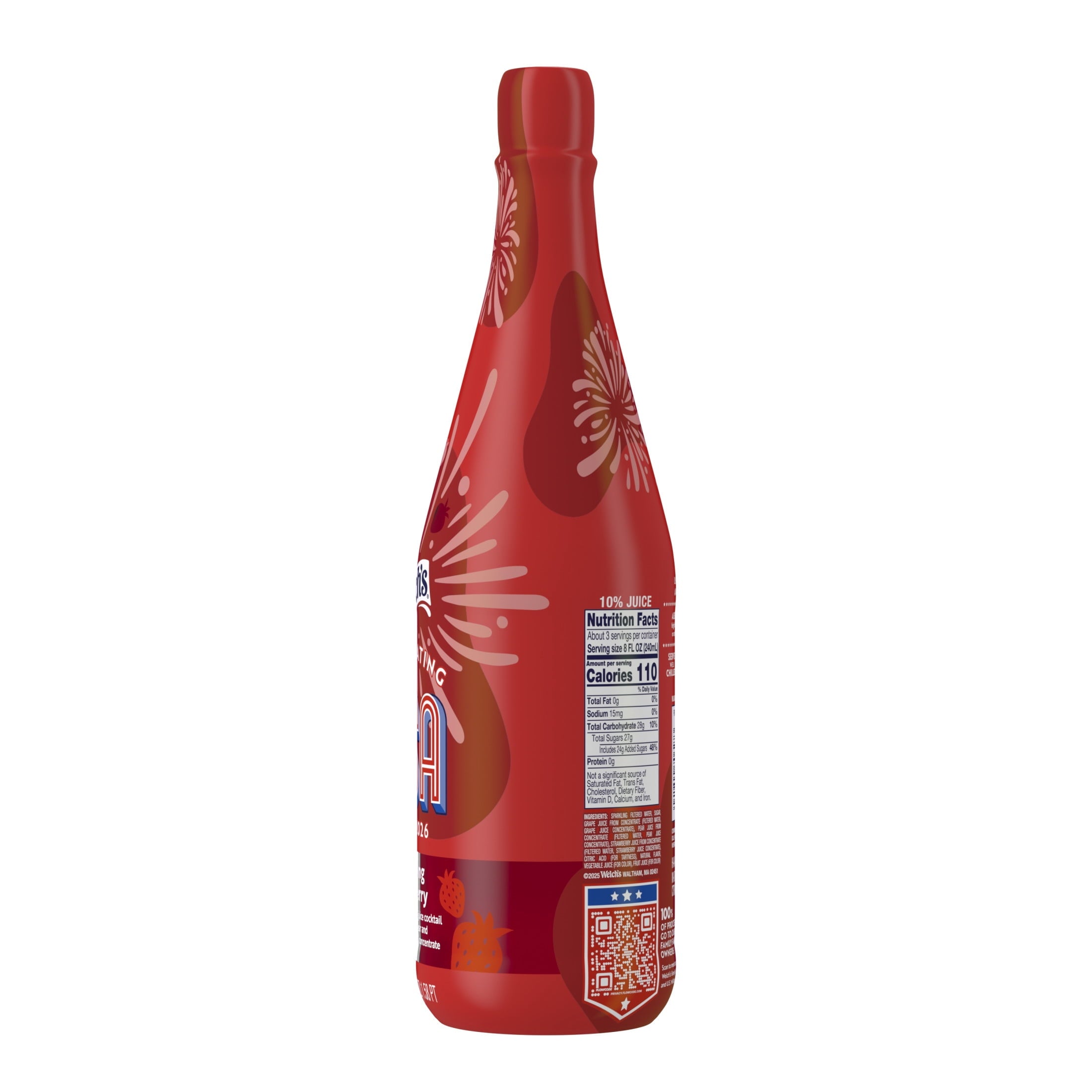 Welch's Non-Alcoholic Sparkling Strawberry Juice Cocktail 25.4 fl oz Bottle