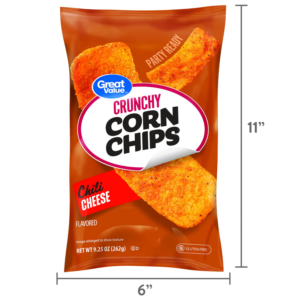 Chili Cheese Flavored Corn Chips 9.25 Oz Great Value