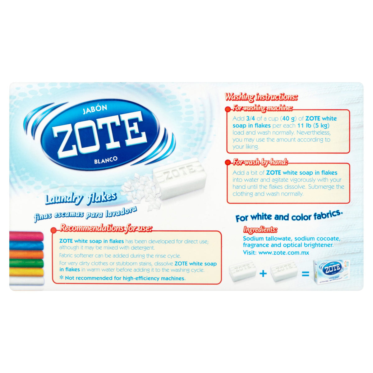 Zote Blanco Laundry Flakes Gentle Cleanser Sodium Tallowate 17.6 oz