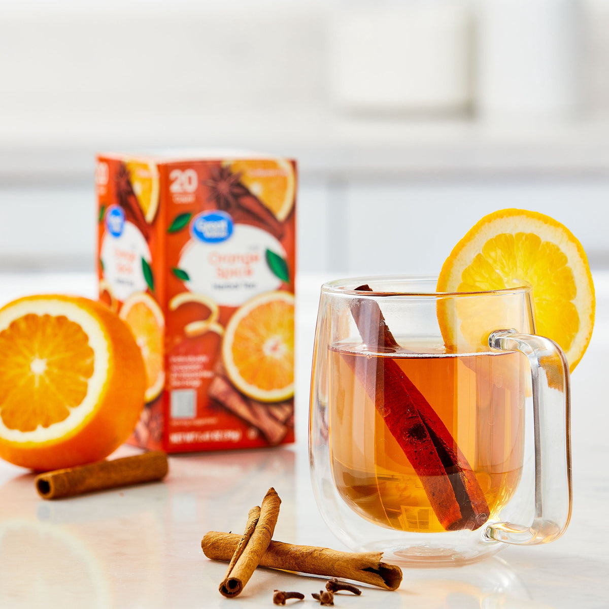 Great Value Orange Spice Herbal Tea Bags Caffeine Free 1.41 oz 20 Count
