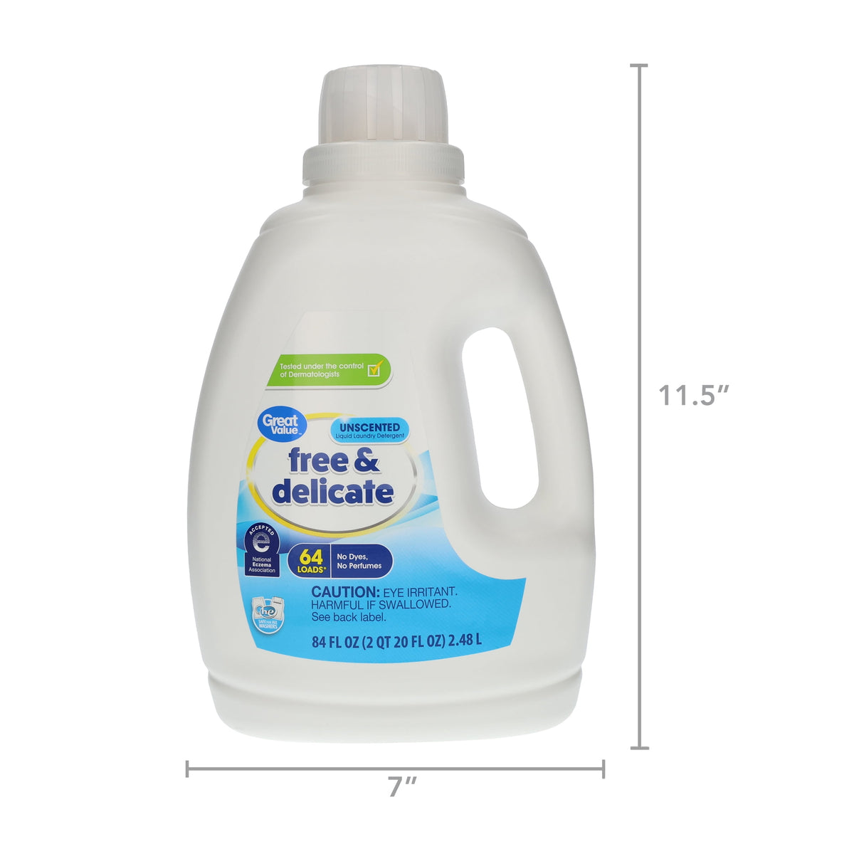 Great Value Free & Delicate Liquid Laundry Detergent Unscented 84 fl oz 64 Loads