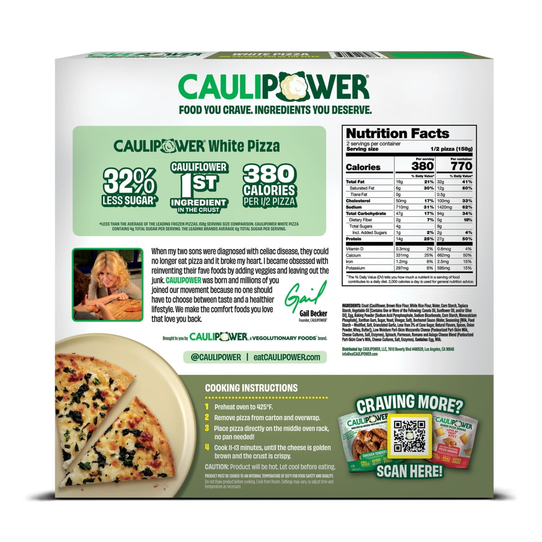 CAULIPOWER White Stone-Fired Cauliflower Crust Pizza 11.15 Oz Frozen