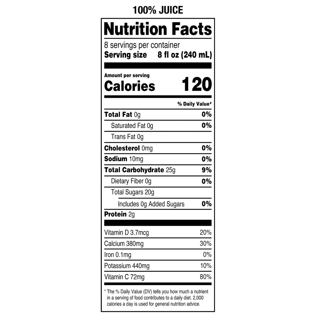 Great Value 100% Orange Juice From Concentrate No Pulp Calcium & Vitamin D 64 fl oz