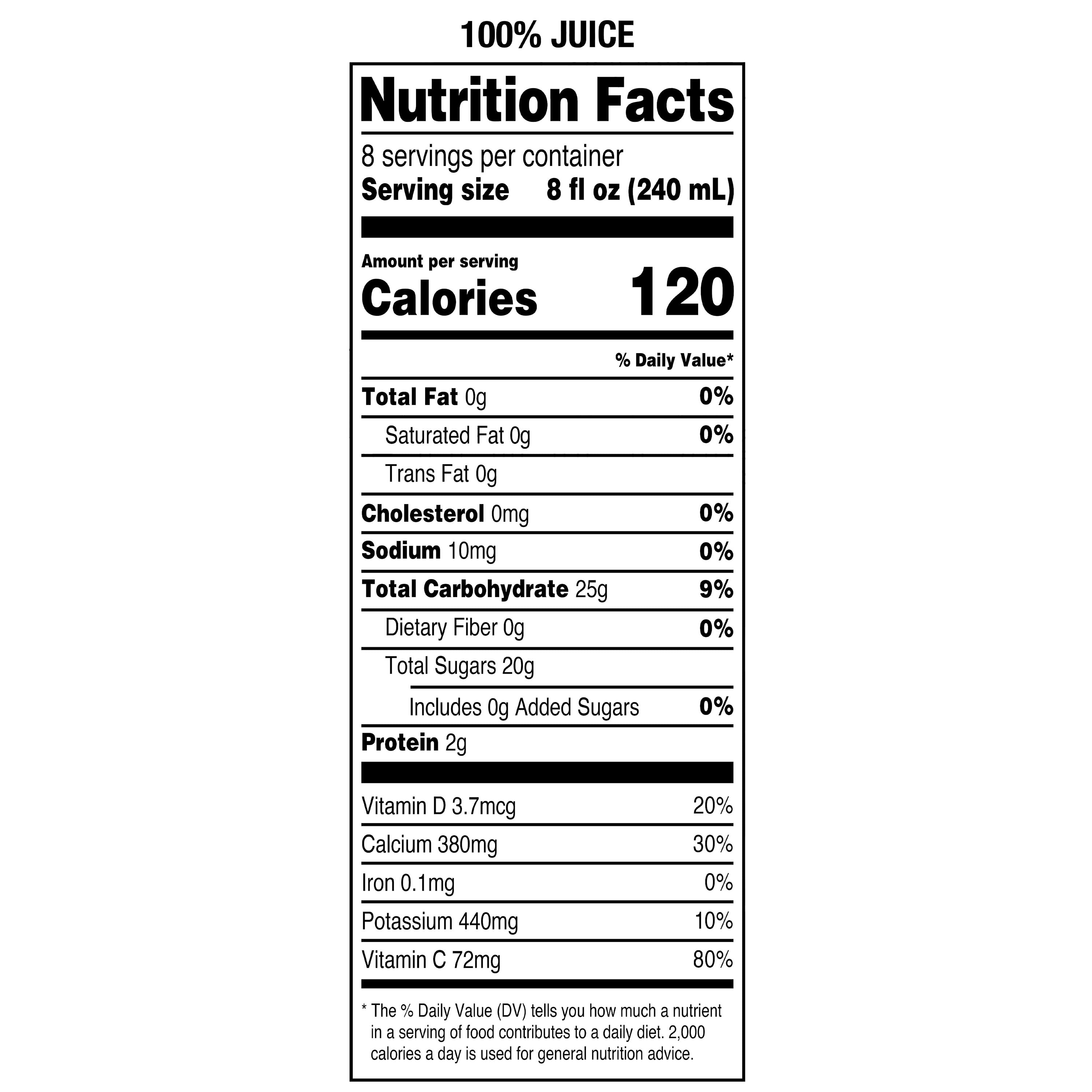 Great Value 100% Orange Juice From Concentrate No Pulp Calcium & Vitamin D 64 fl oz