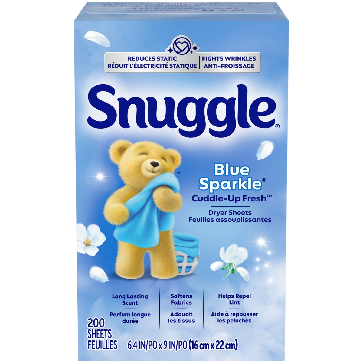 Snuggle Blue Sparkle Cuddle Up Fresh Dryer Sheets 200 Count