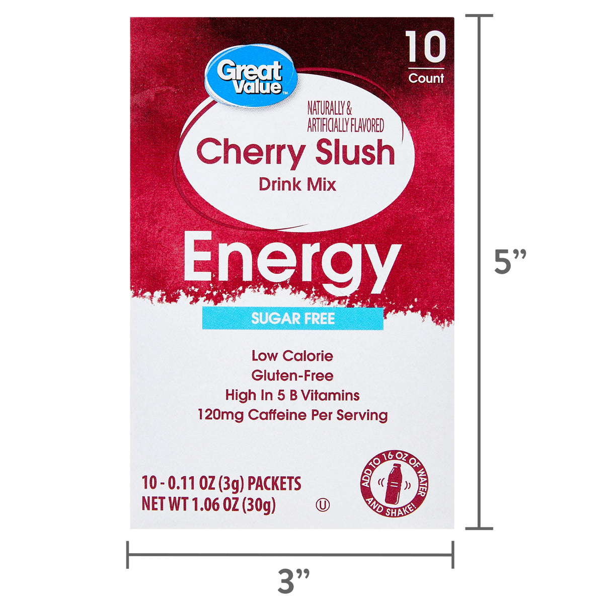 Great Value Energy Cherry Slush Drink Mix Packets 0.11 oz 10 Count